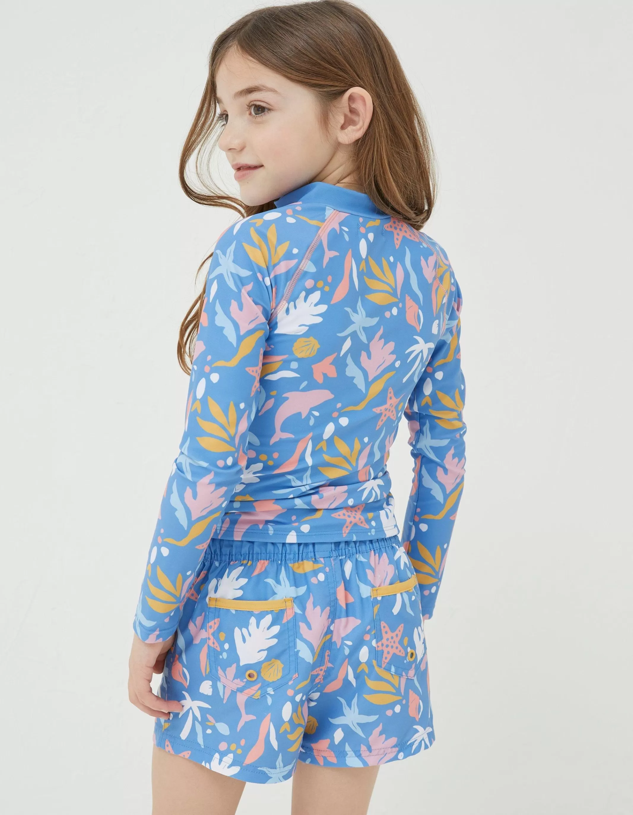 New FatFace Sea Scape Rash Vest Bright Blue