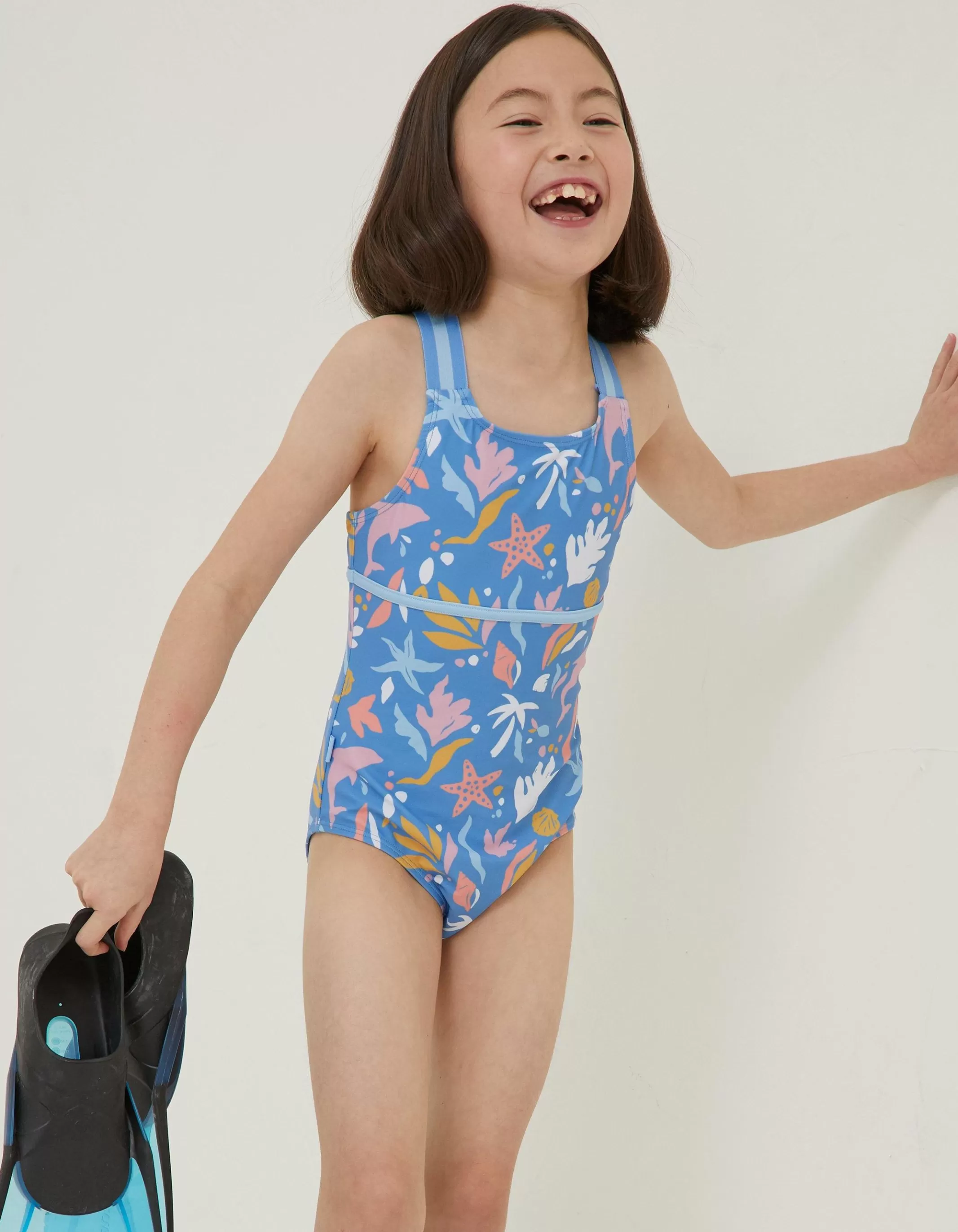 Sale FatFace Sea Scape Swimsuit Bright Blue
