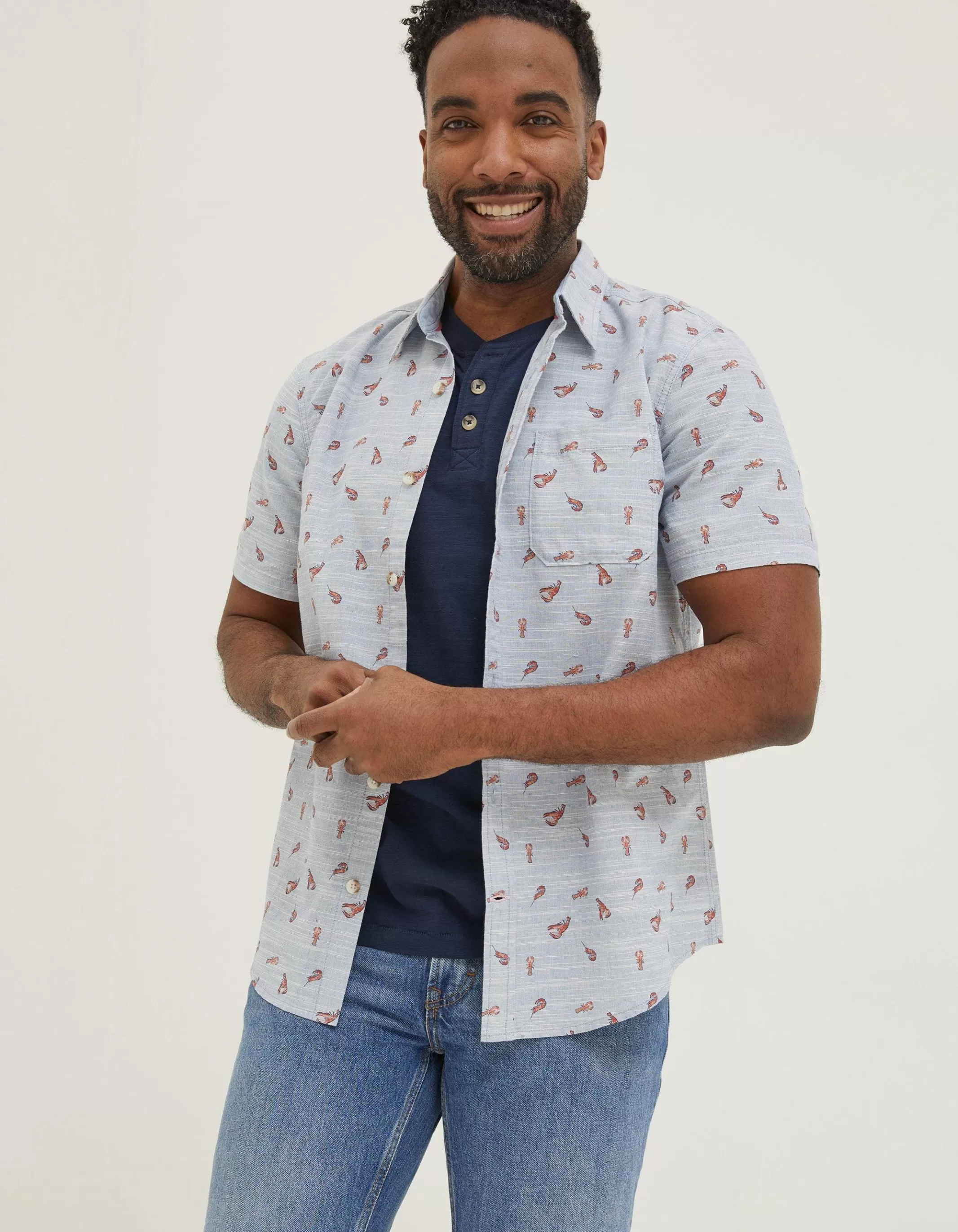 Store FatFace Seafood Print Shirt Blue