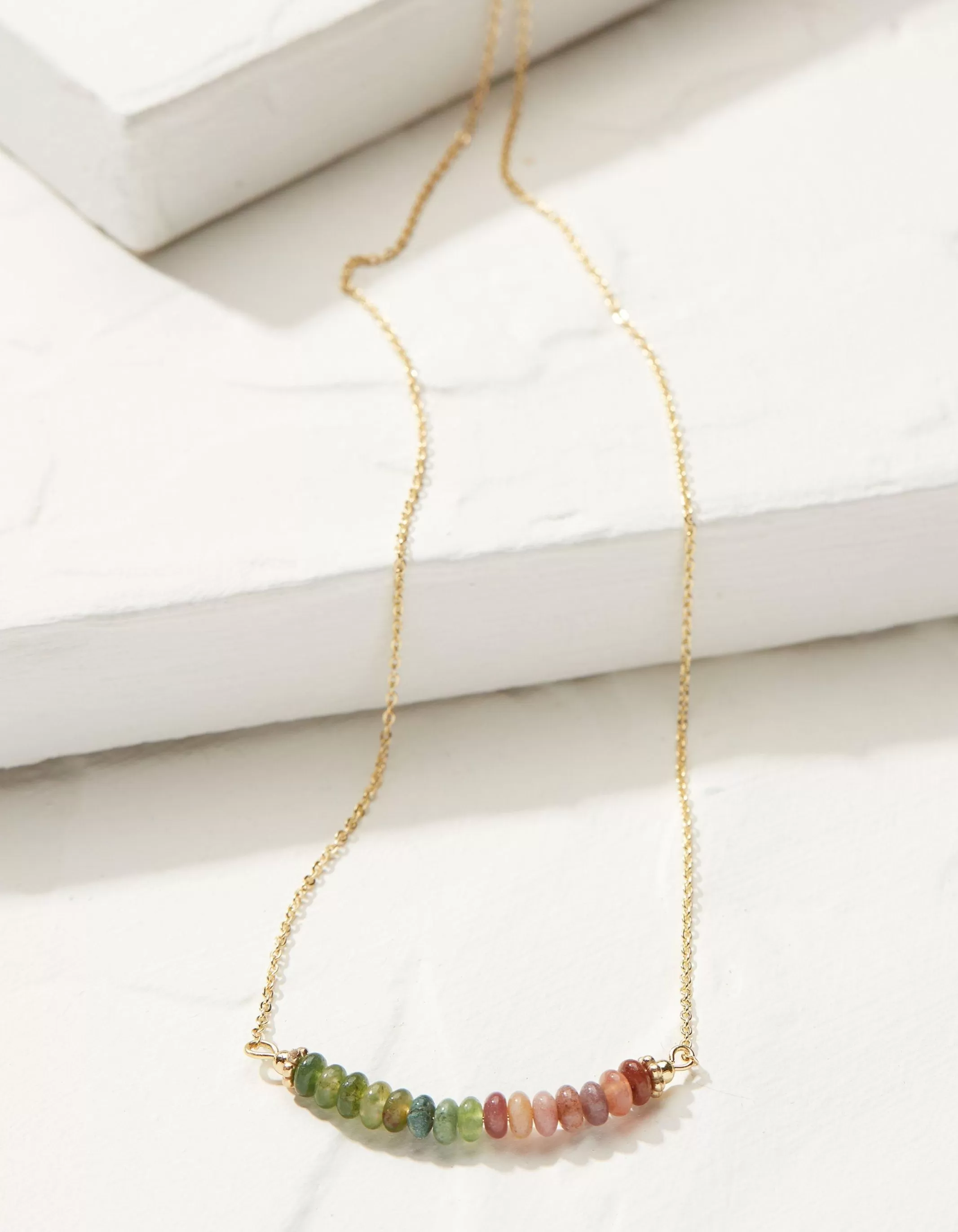 Sale FatFace Semi Precious Disc Necklace Gold