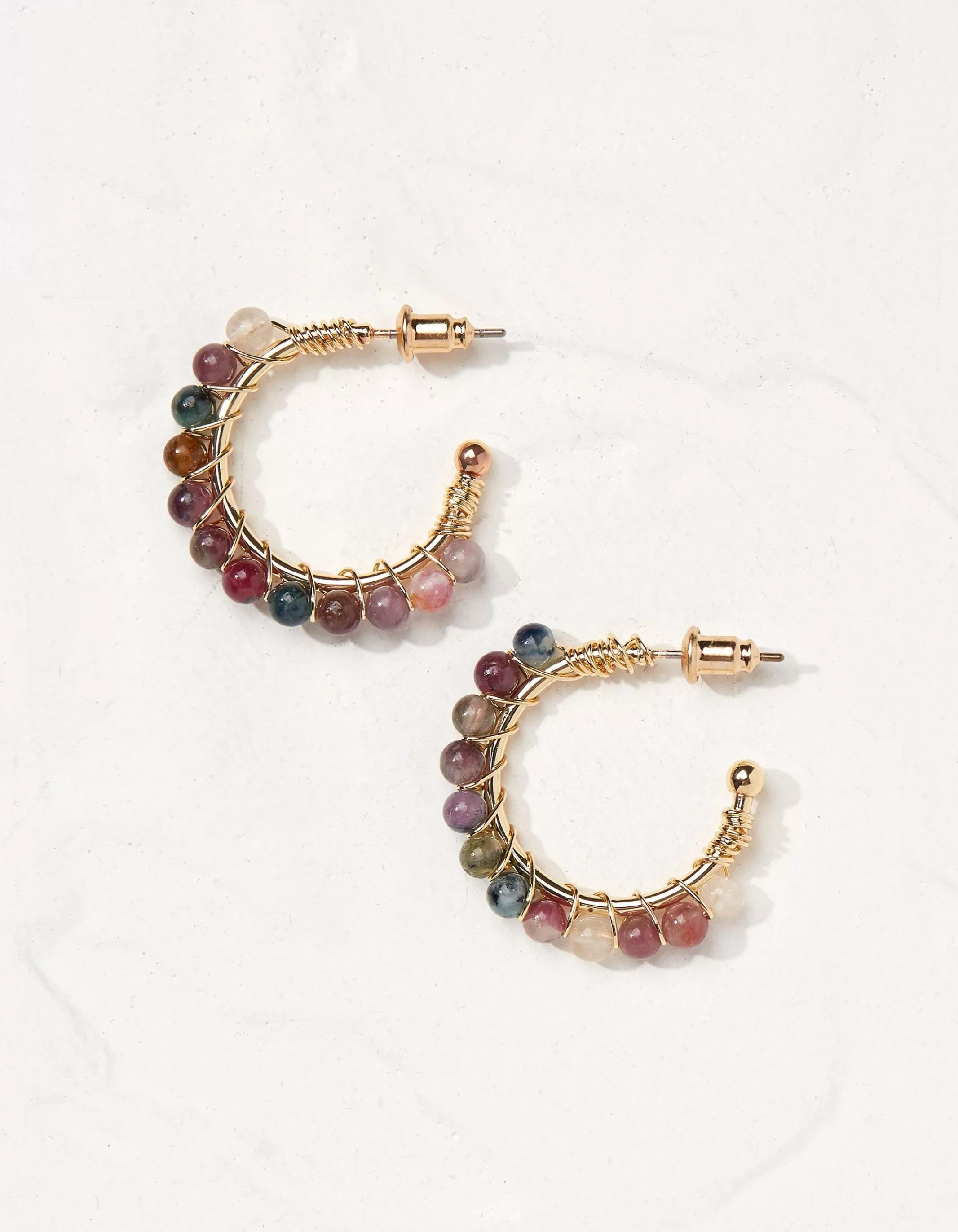Store FatFace Semi Precious Hoops Gold