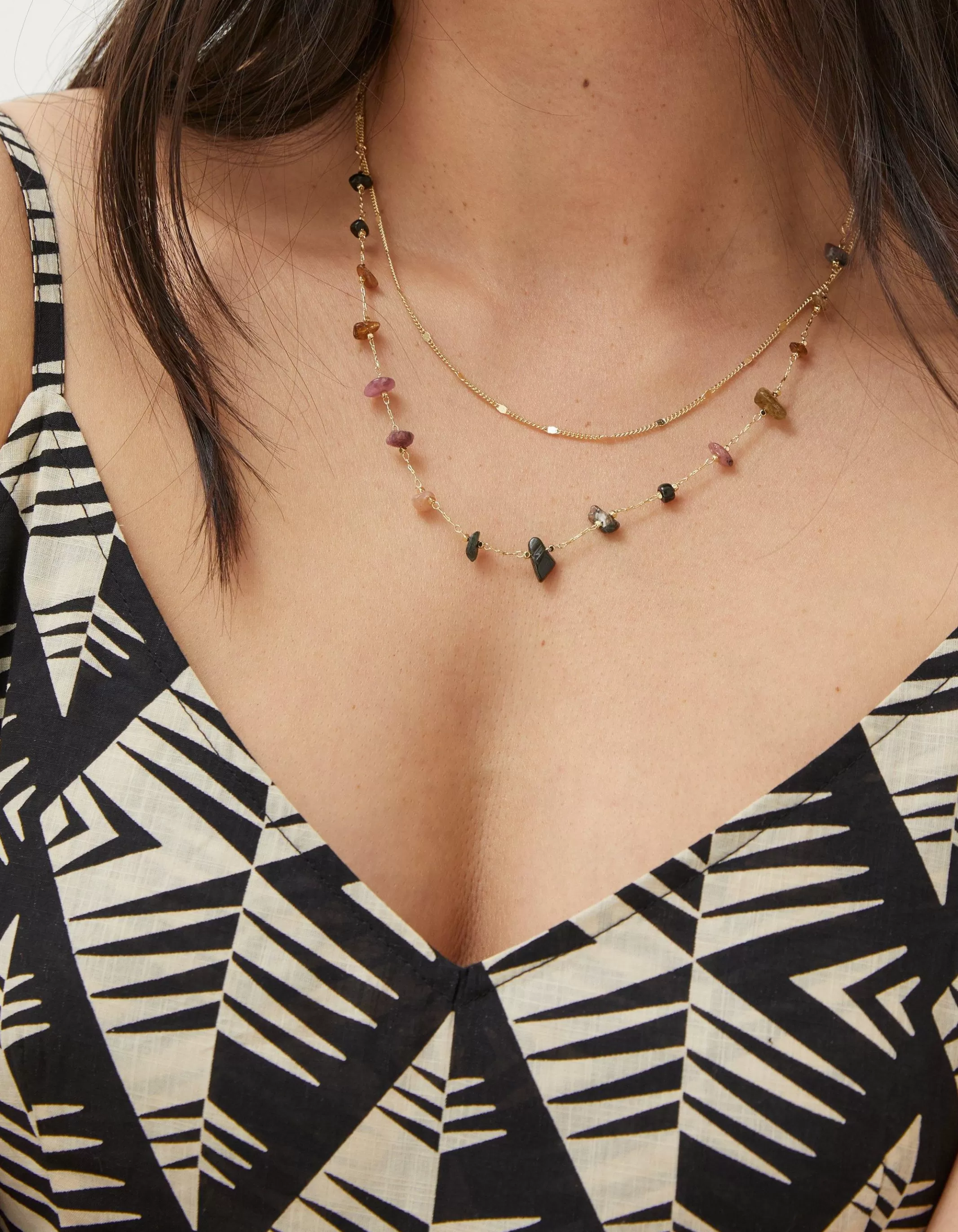Best Sale FatFace Semi Precious Layered Necklace Multi