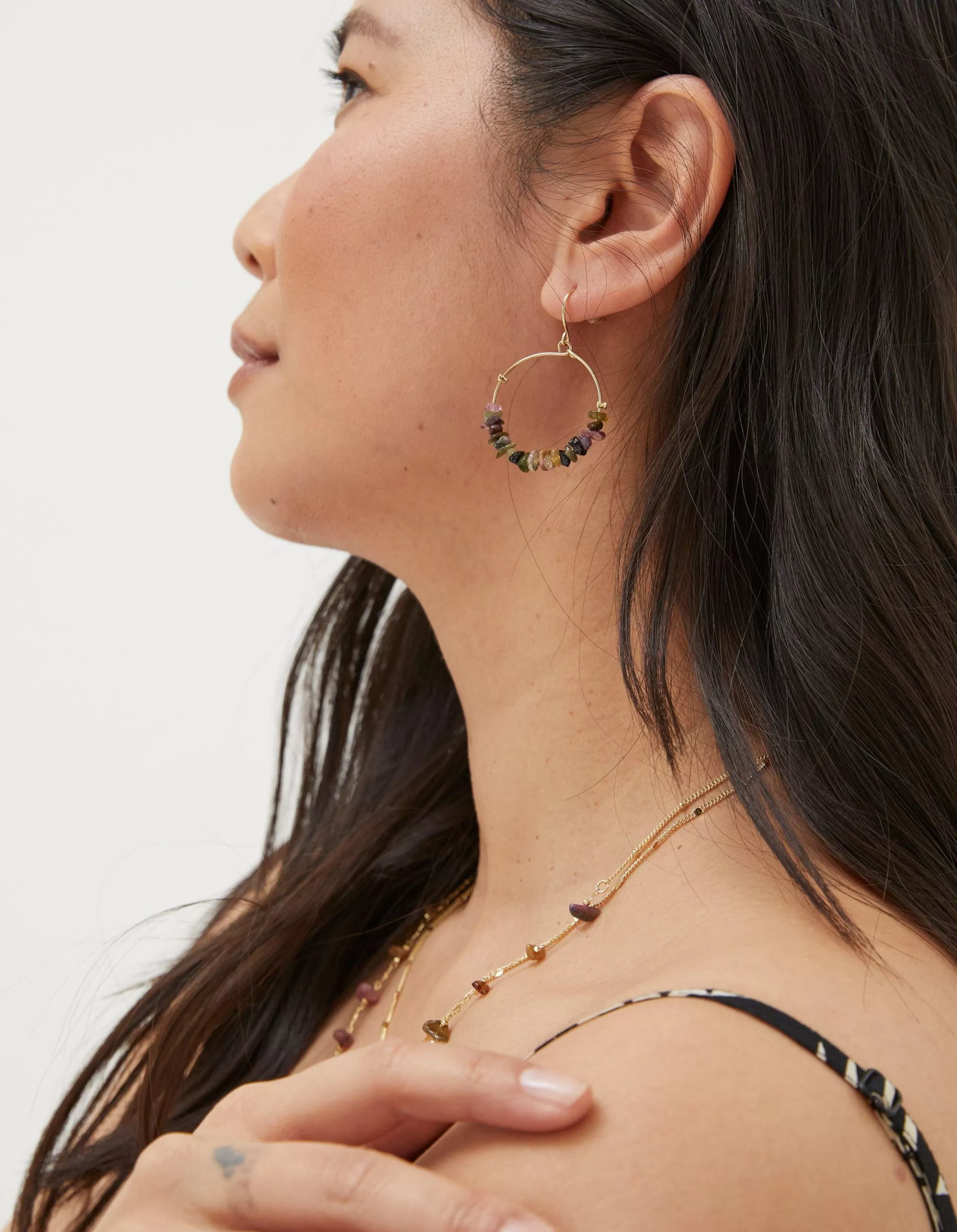 Shop FatFace Semi Precious Stone Hoops Multi