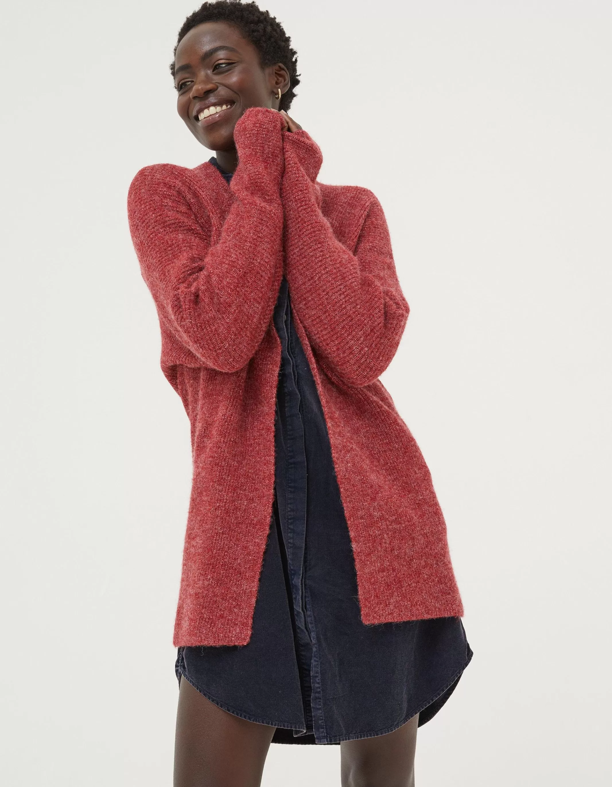 Cheap FatFace Sennan Cocoon Cardigan Red