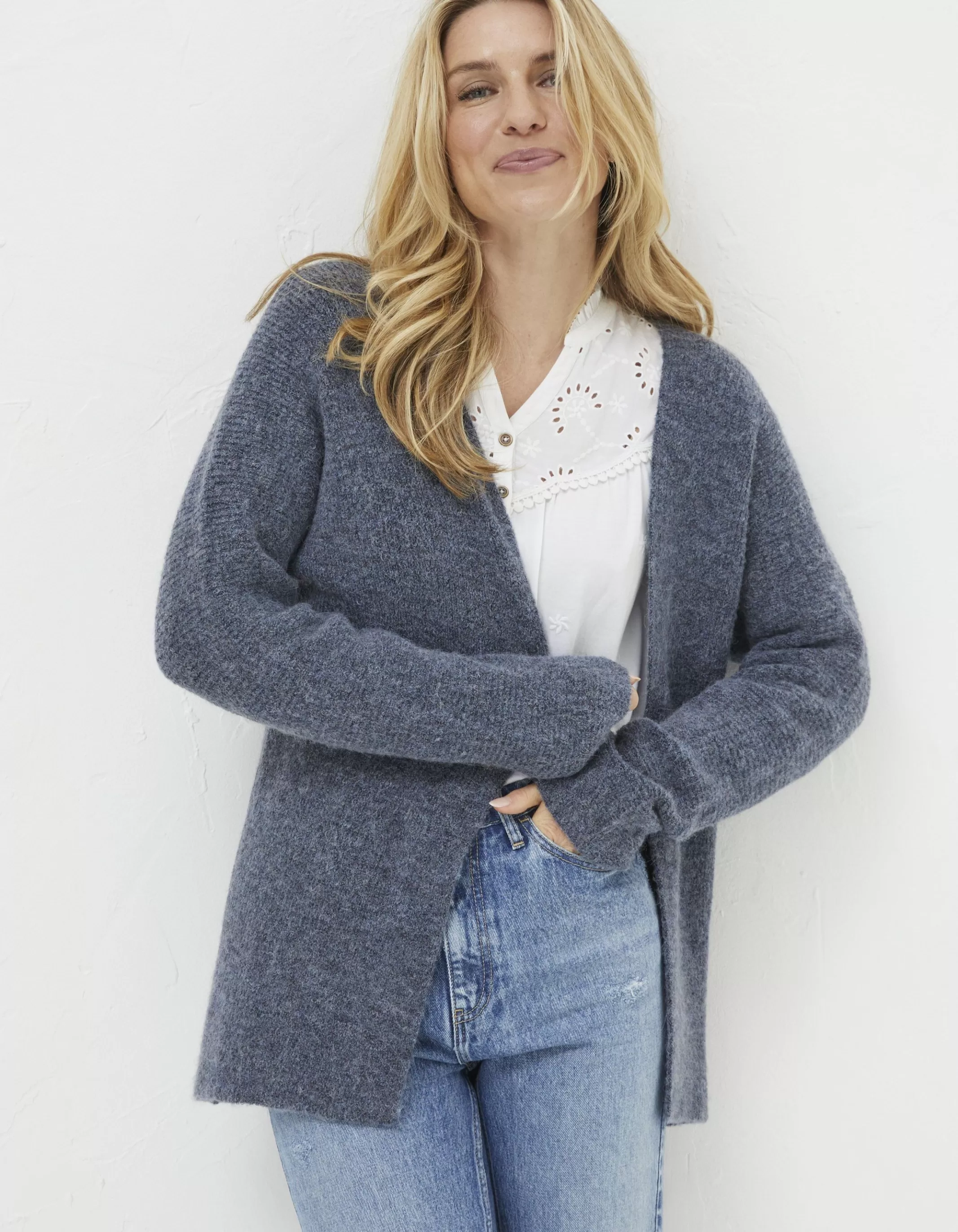 New FatFace Sennan Cocoon Cardigan Charcoal Grey