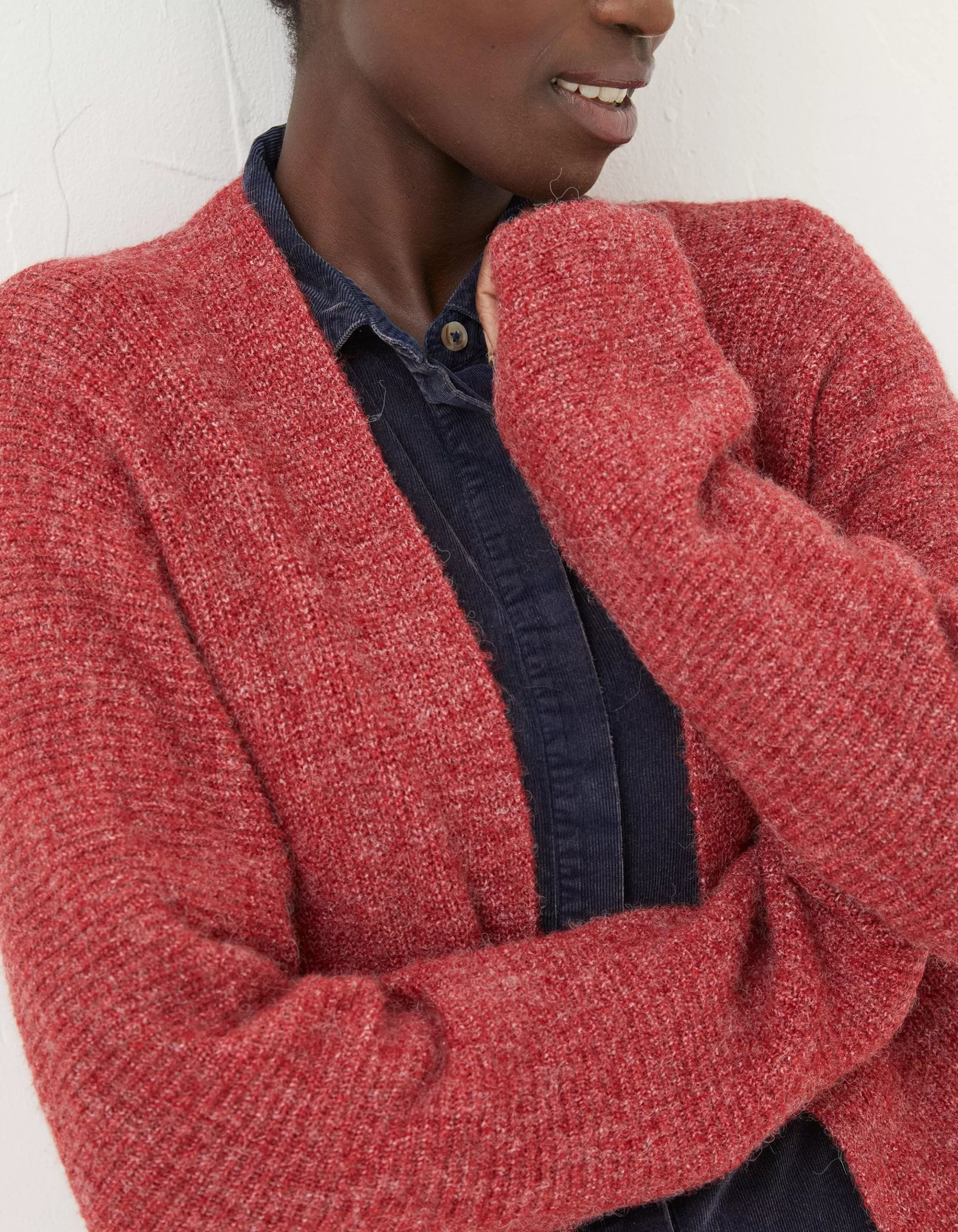 Cheap FatFace Sennan Cocoon Cardigan Red