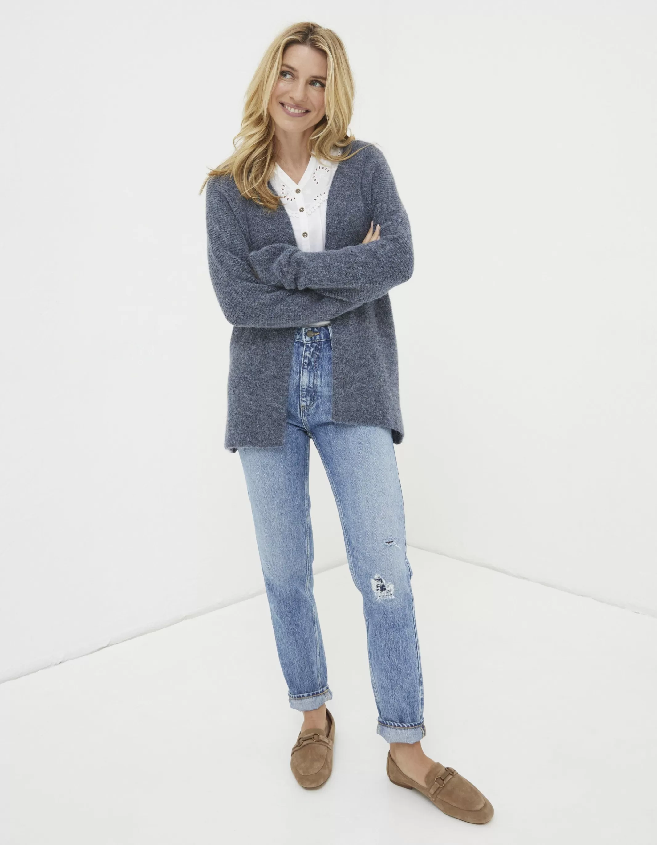New FatFace Sennan Cocoon Cardigan Charcoal Grey