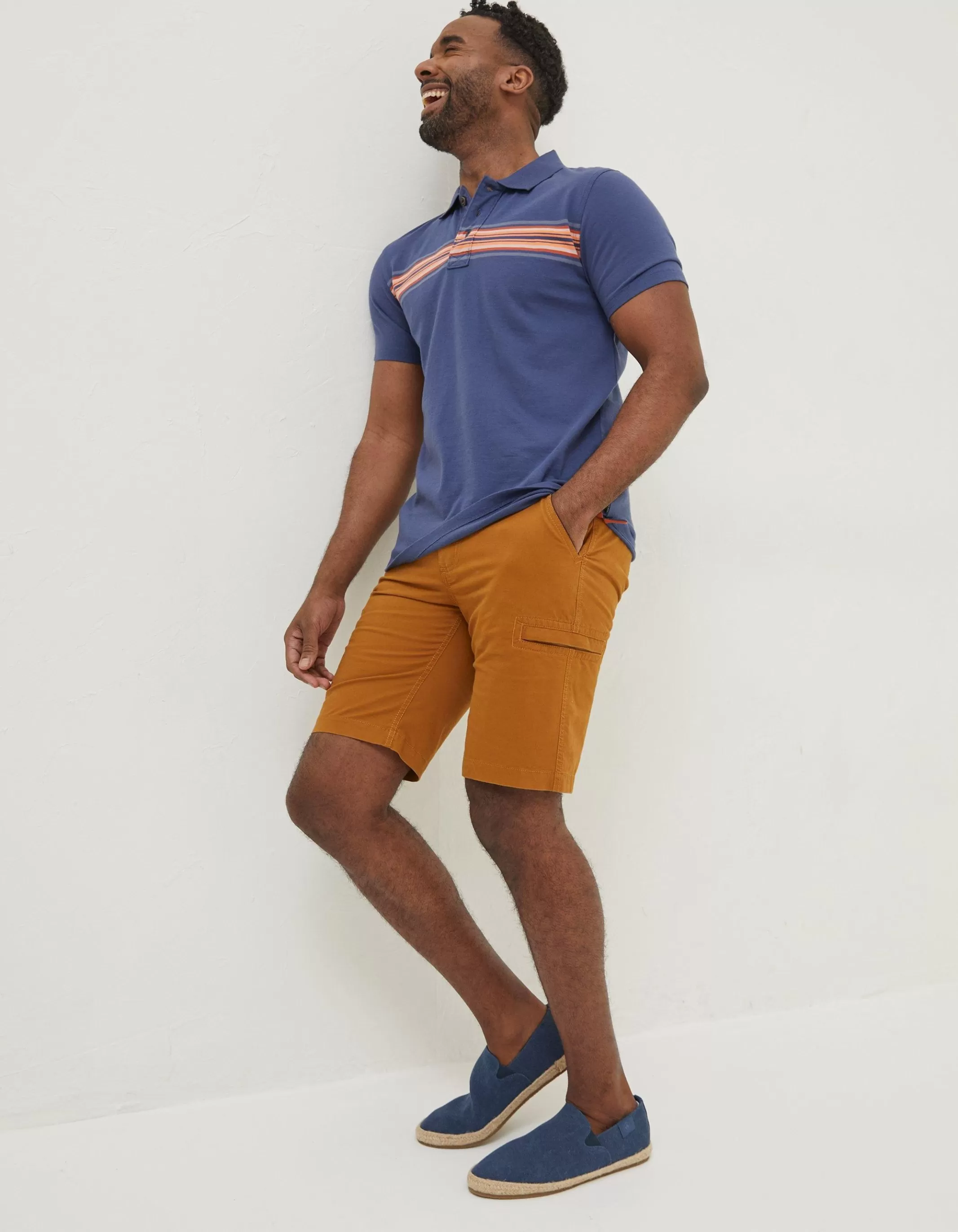 Best Sale FatFace Sennen Chest Stripe Polo Washed Navy