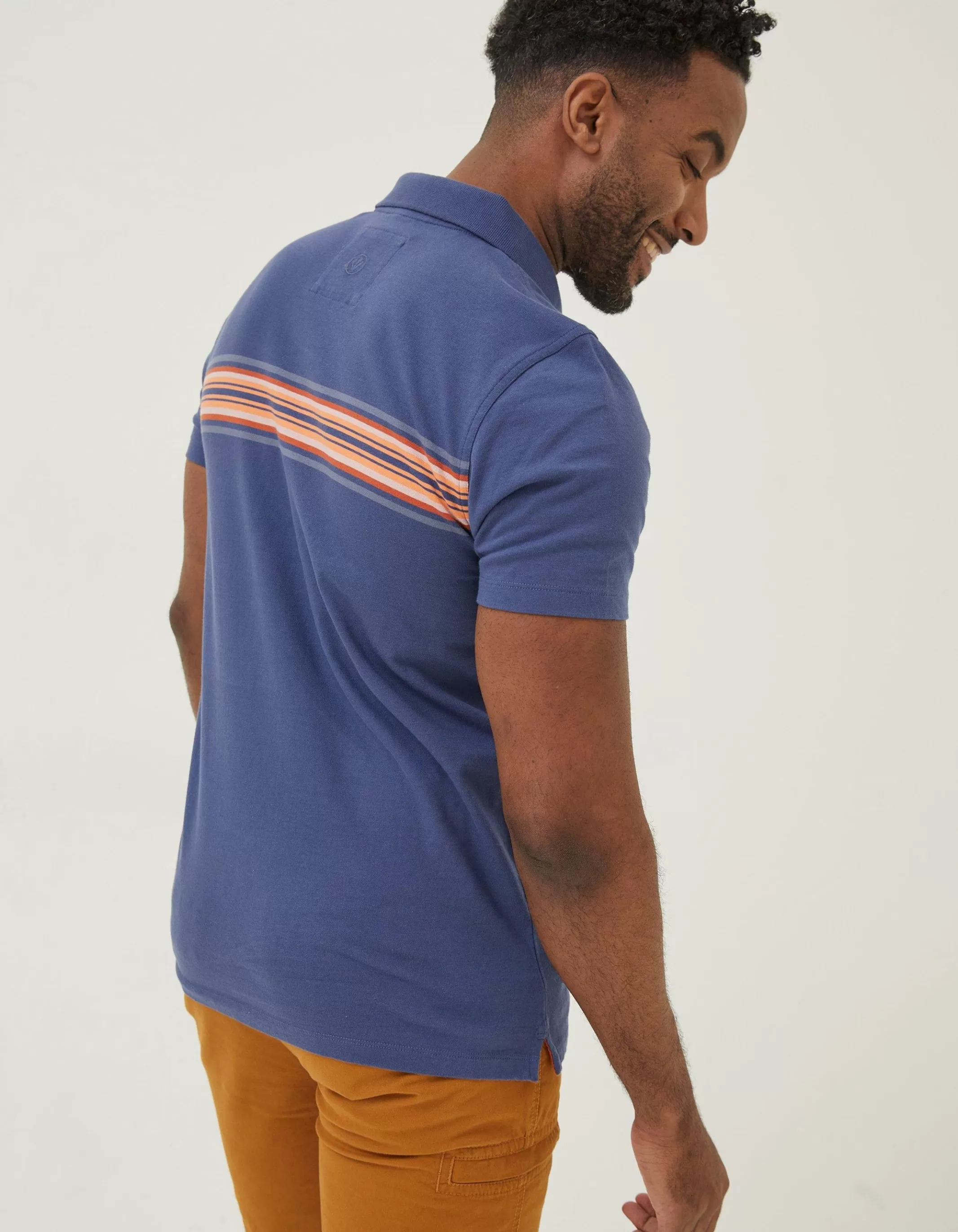 Best Sale FatFace Sennen Chest Stripe Polo Washed Navy