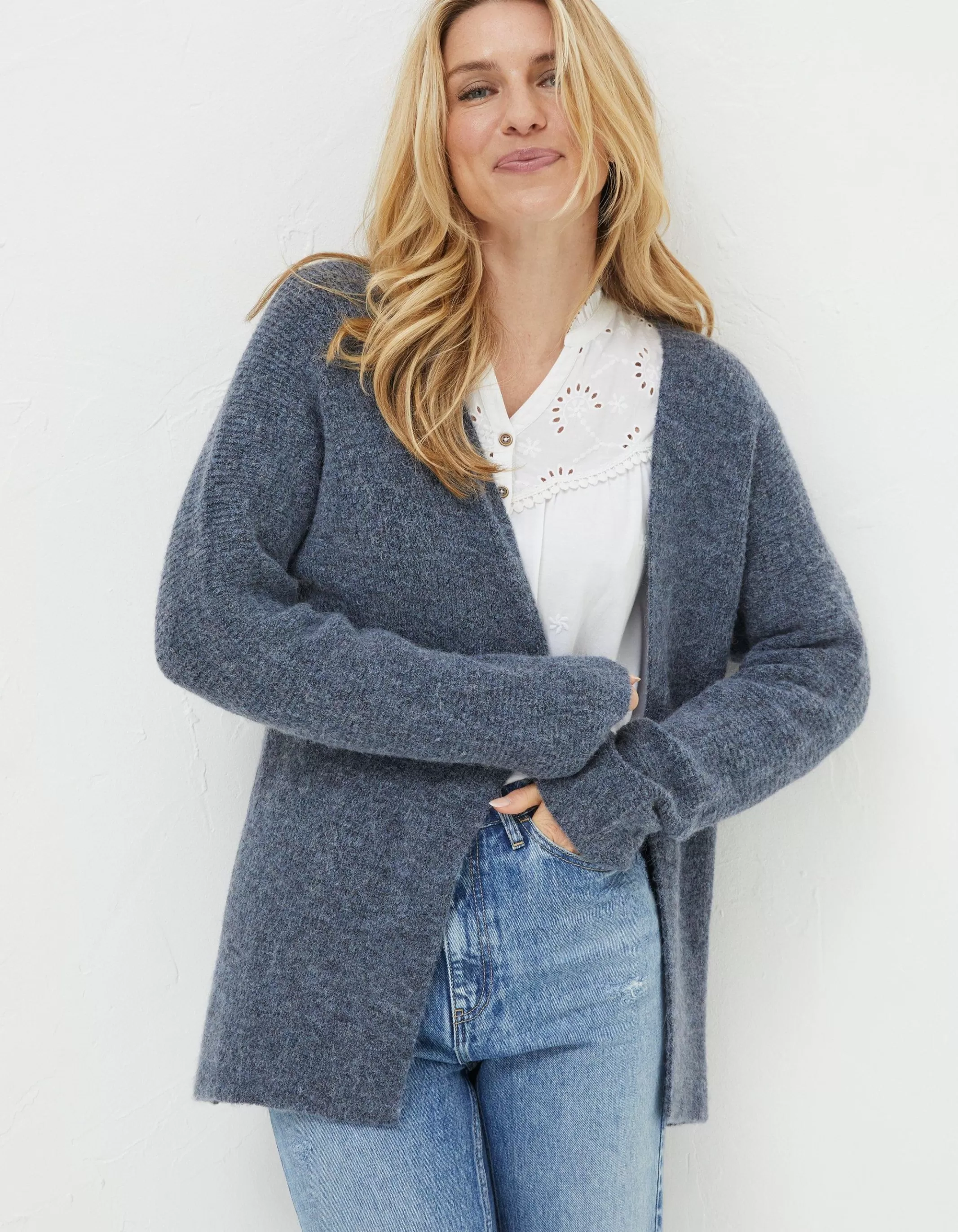 Best Sale FatFace Sennen Cocoon Cardigan Grey