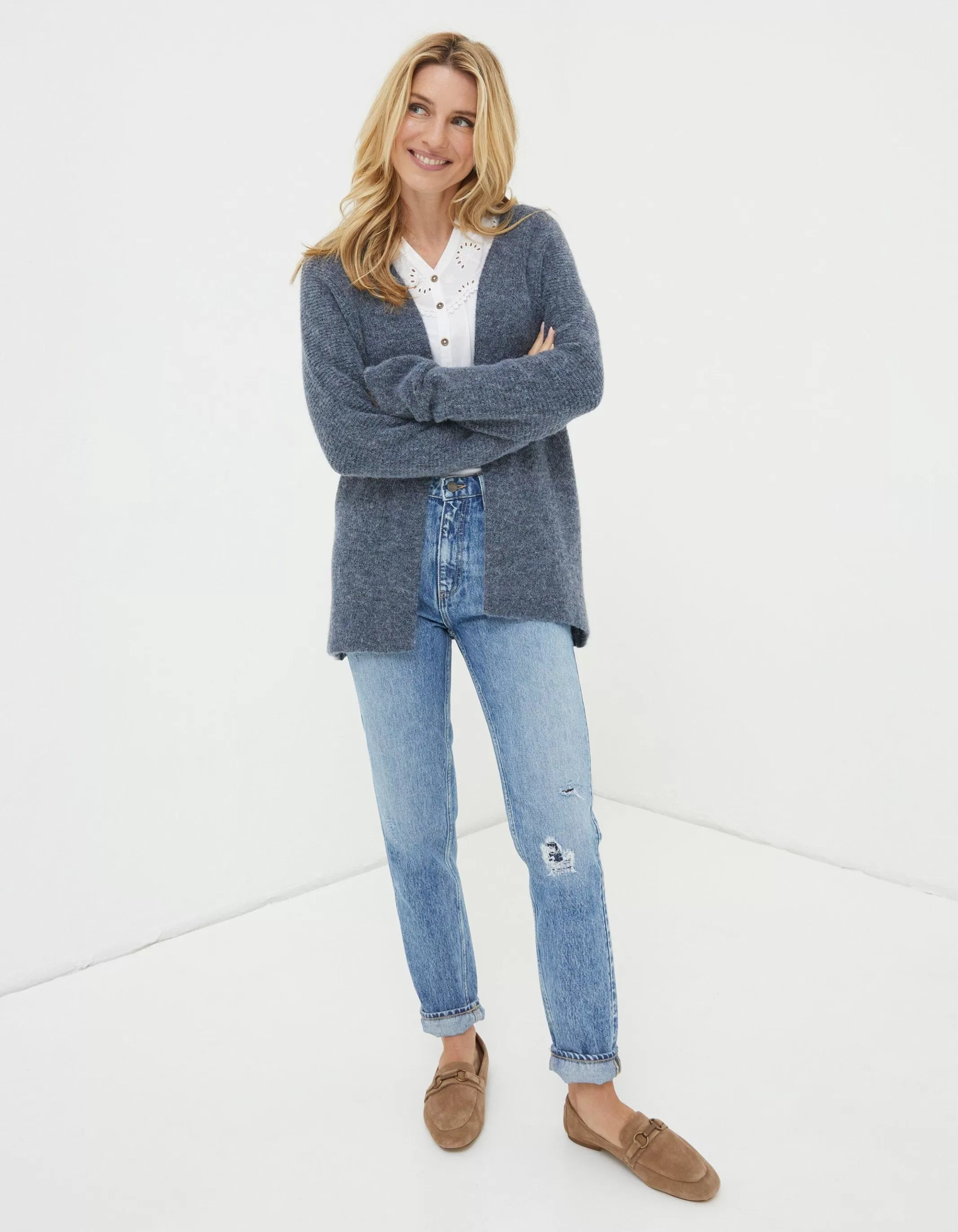 Best Sale FatFace Sennen Cocoon Cardigan Grey