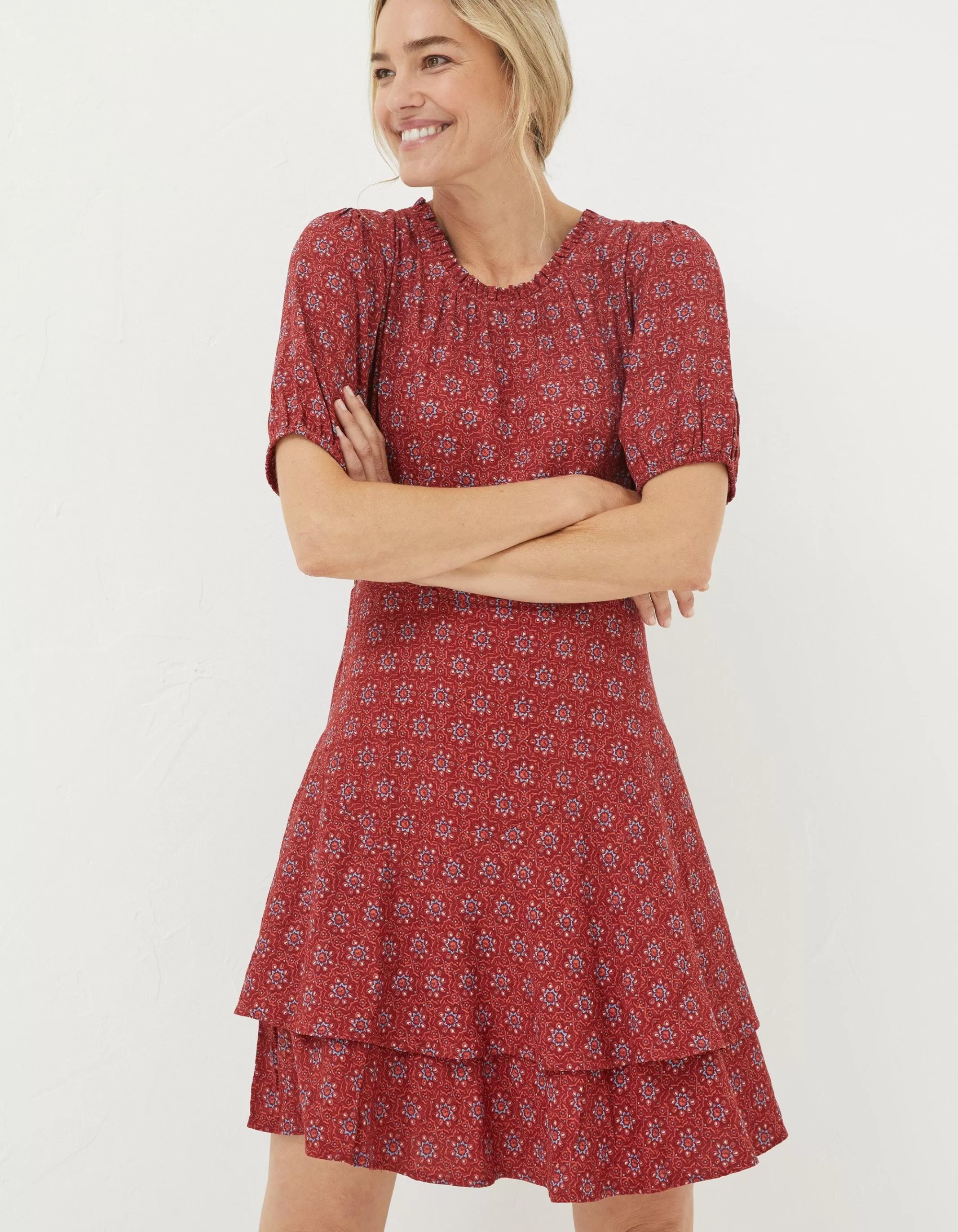 Online FatFace Shaney Craft Geo Dress Raspberry Red