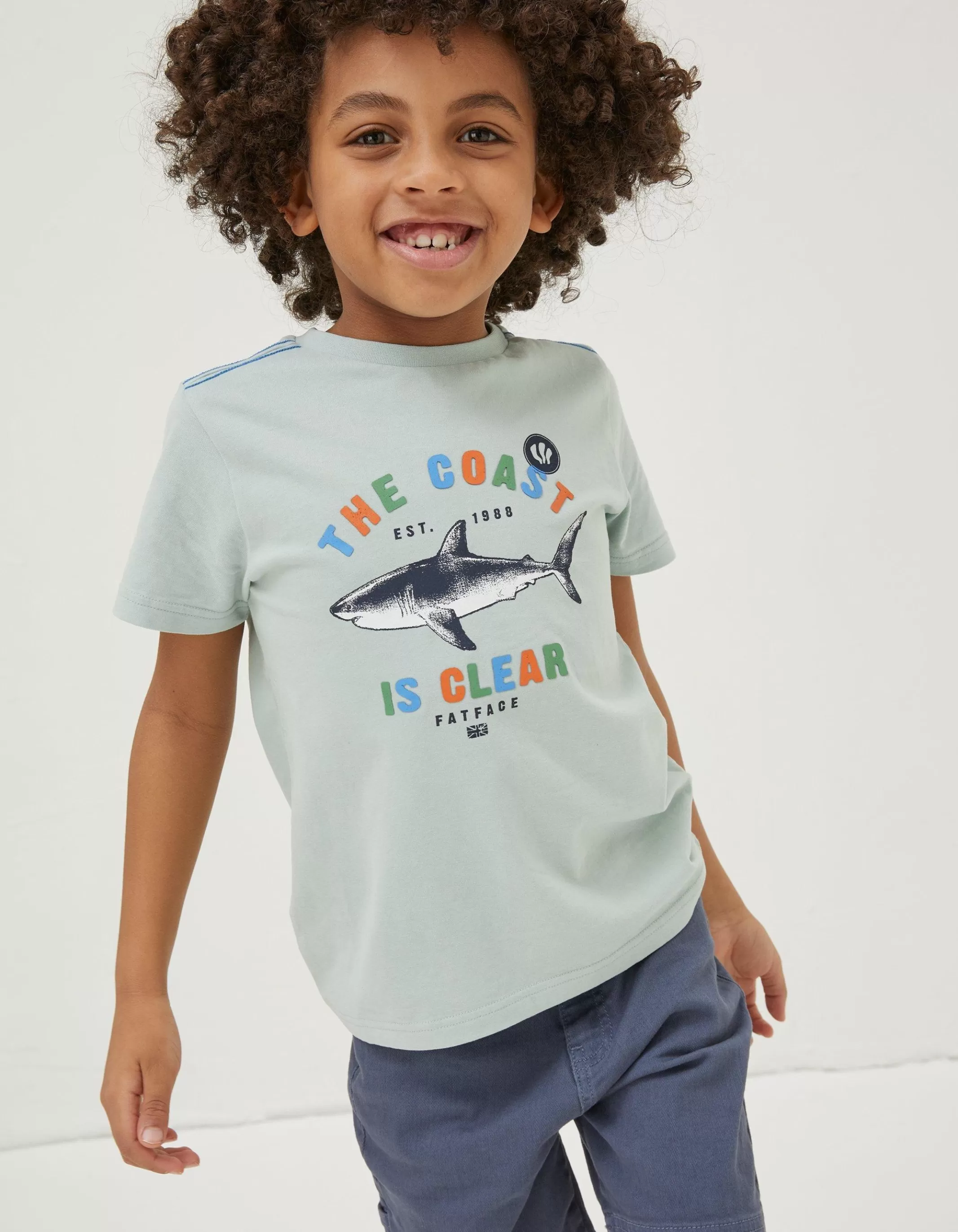 Clearance FatFace Shark Coast Jersey T Shirt Sage Green