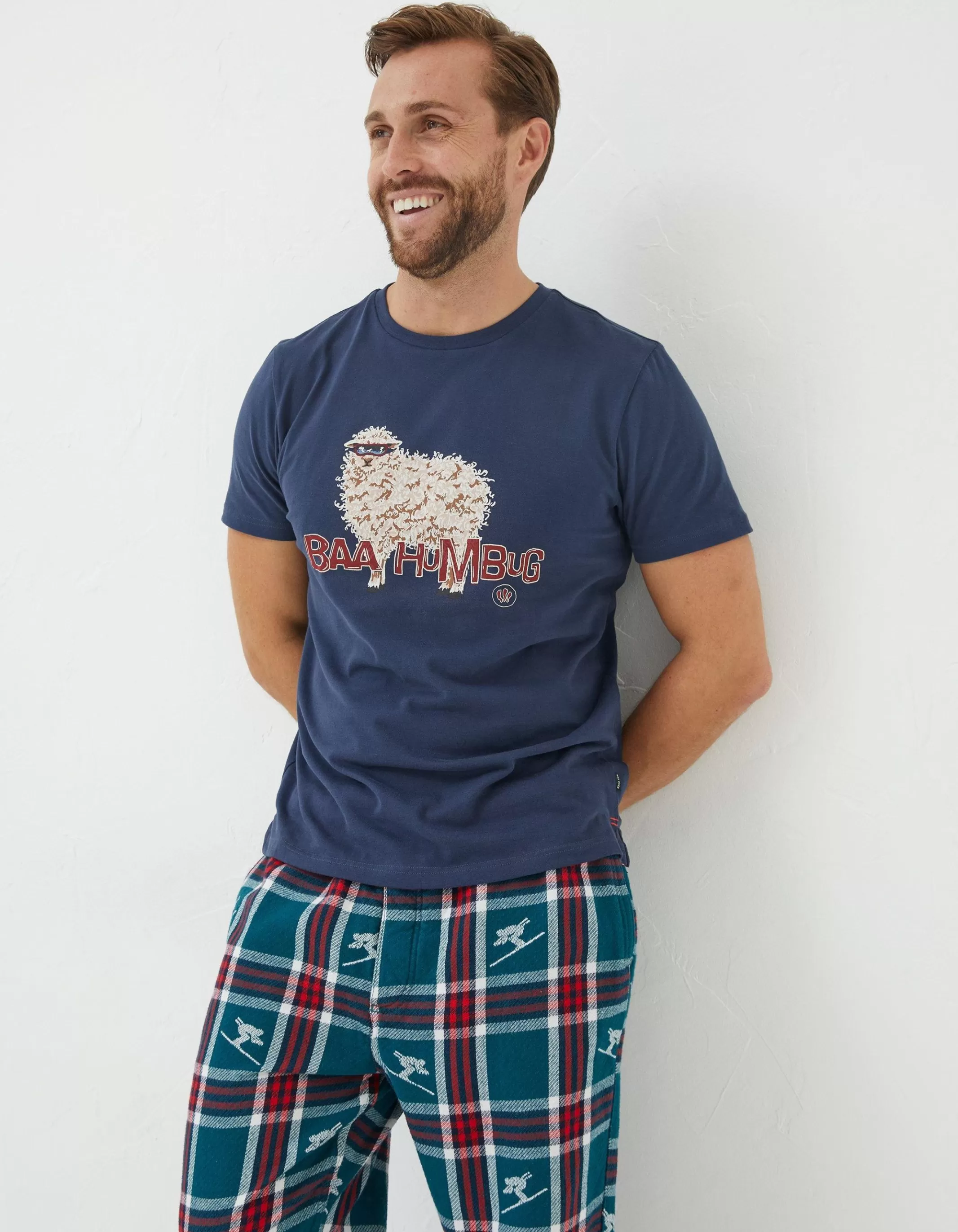 Flash Sale FatFace Shelter Baa Humbug Stevie Sheep T-Shirt Navy