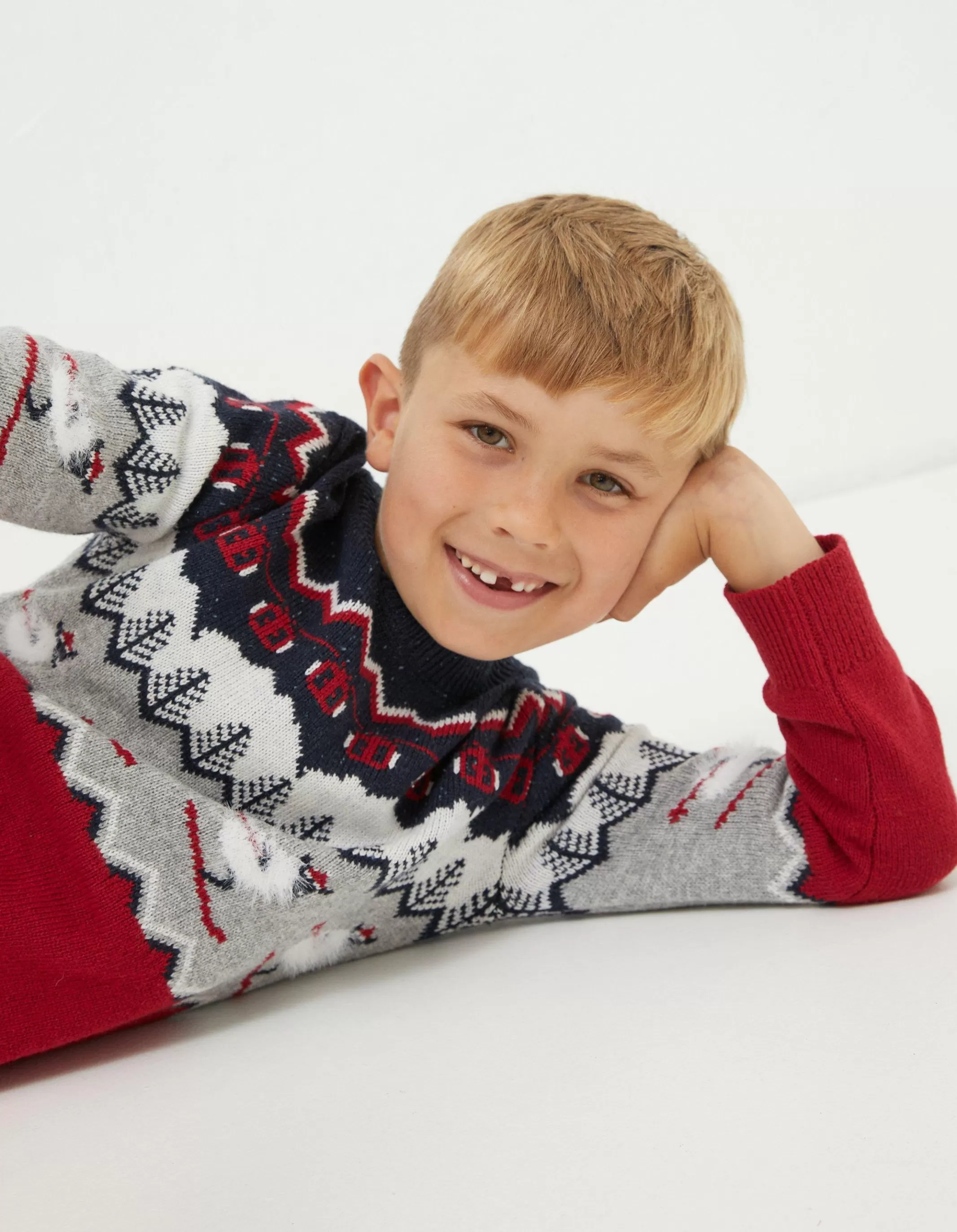 Fashion FatFace Shelter Stevie Sheep Ski Jumper Cherry Red