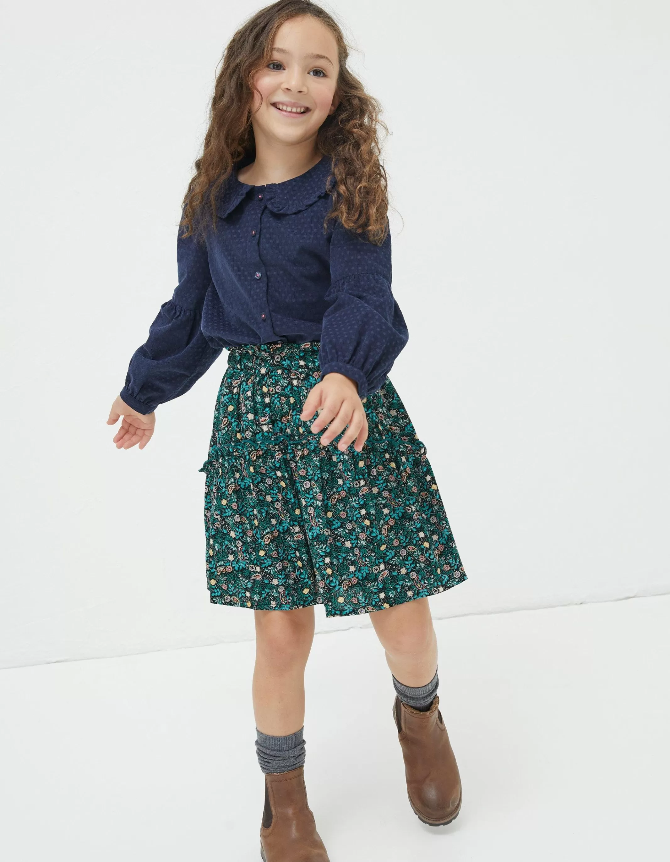 Best Sale FatFace Sia Evergreen Floral Skirt Teal Green