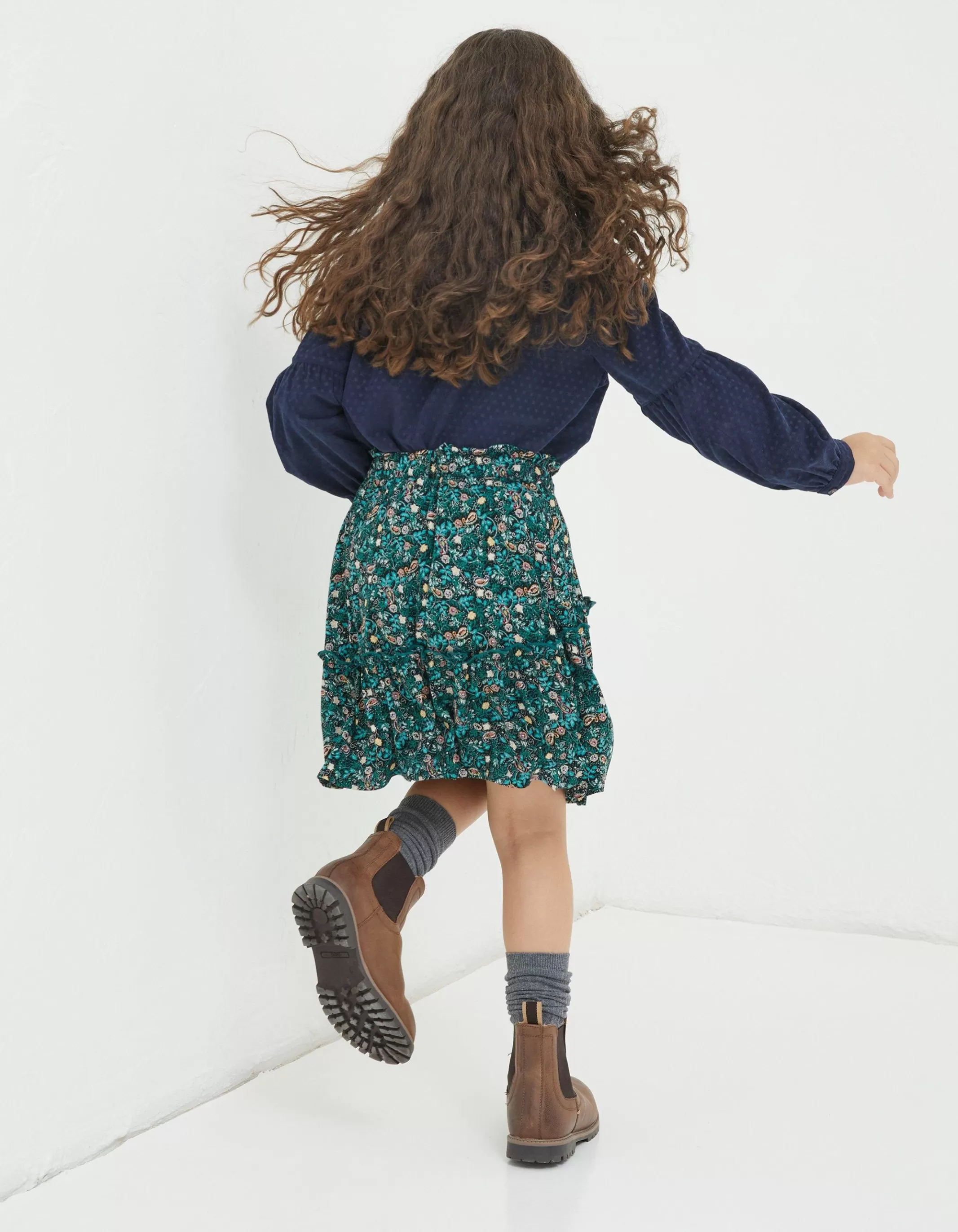 Best Sale FatFace Sia Evergreen Floral Skirt Teal Green