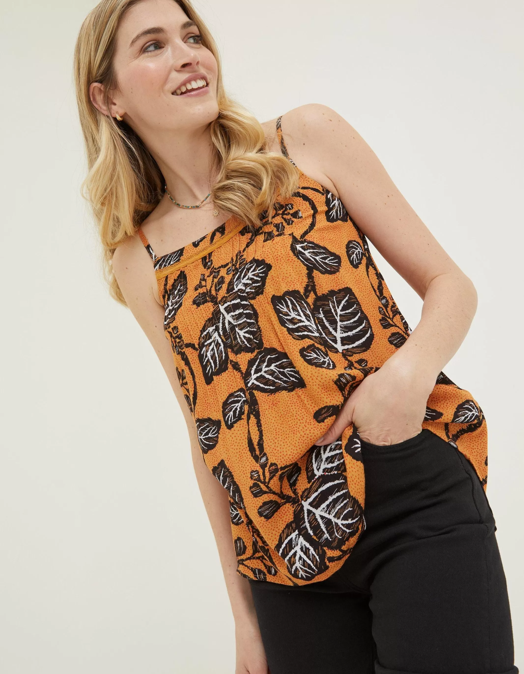Online FatFace Sian Vine Floral Cami Golden Yellow