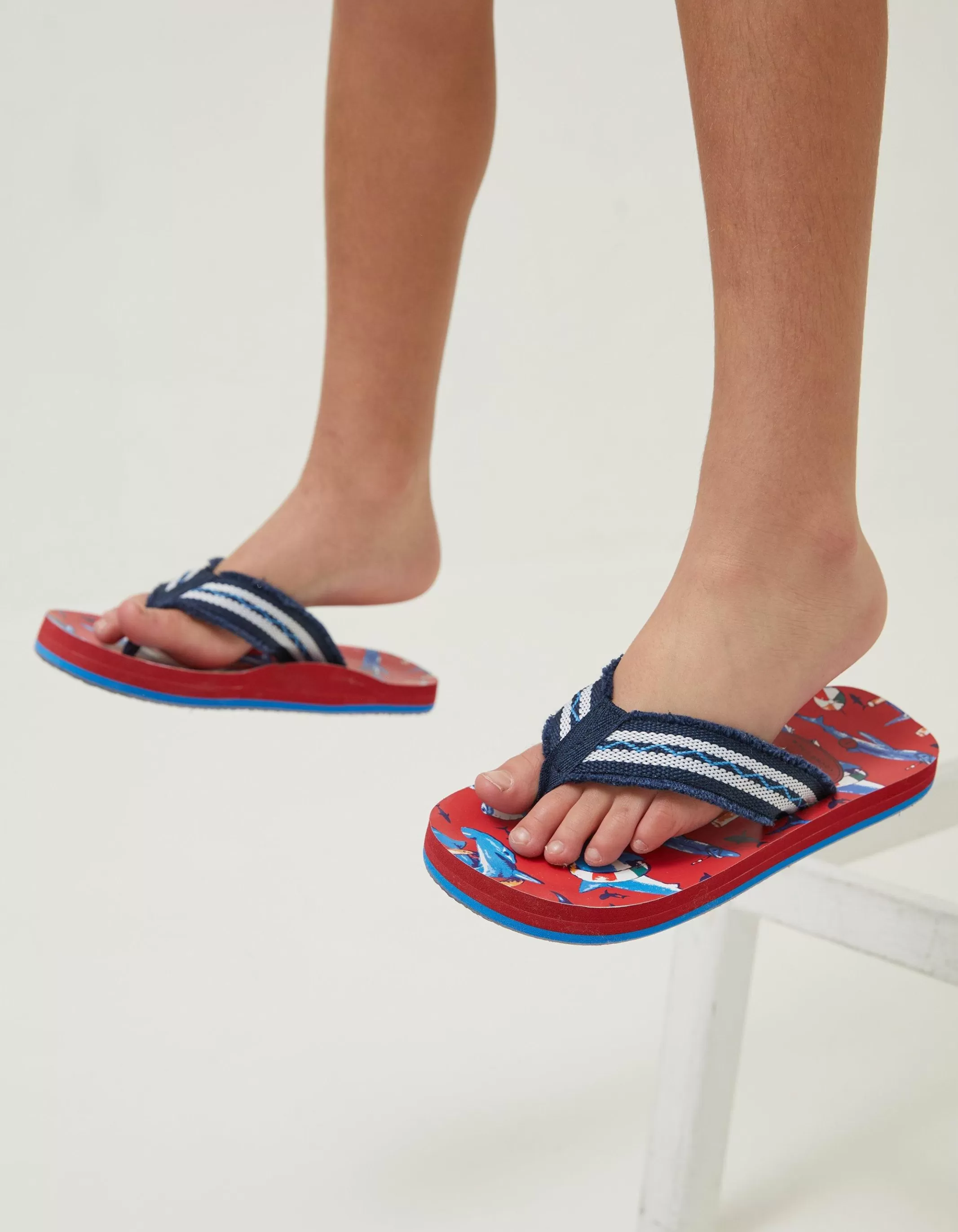 Hot FatFace Sidney Shark Flip Flop Red