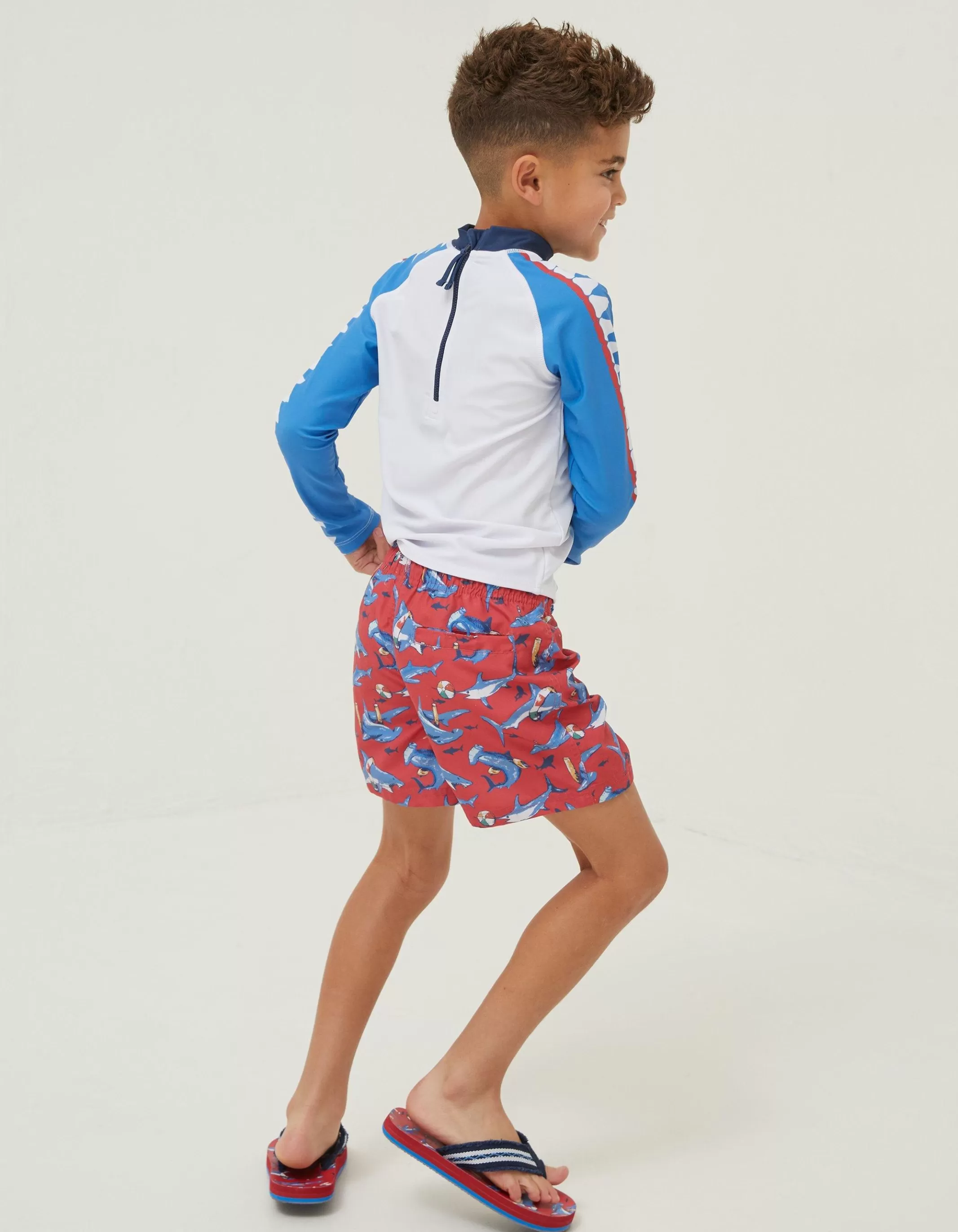 Best Sale FatFace Sidney Shark Swim Shorts Red