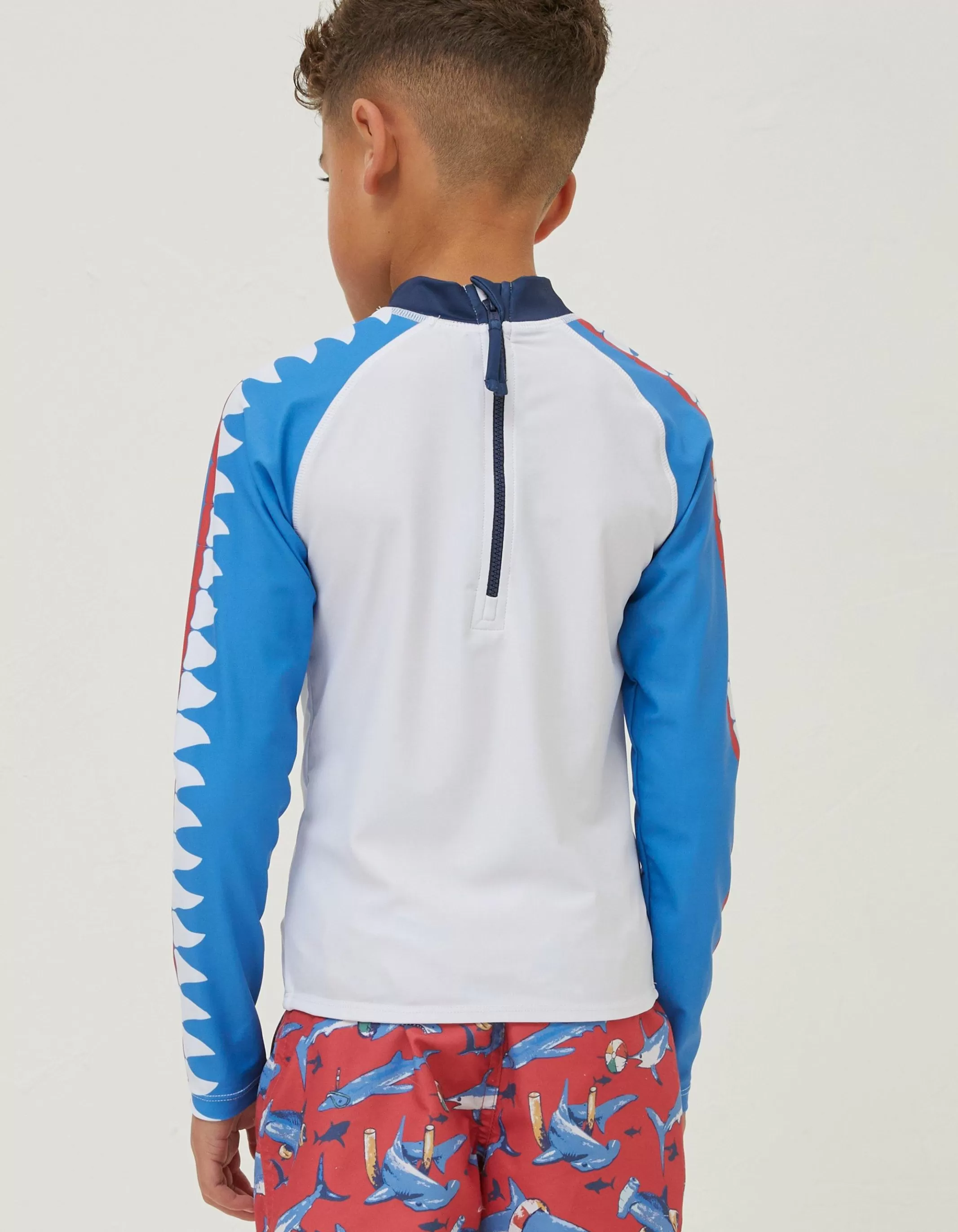 Clearance FatFace Sidney The Shark Rash Vest Natural White