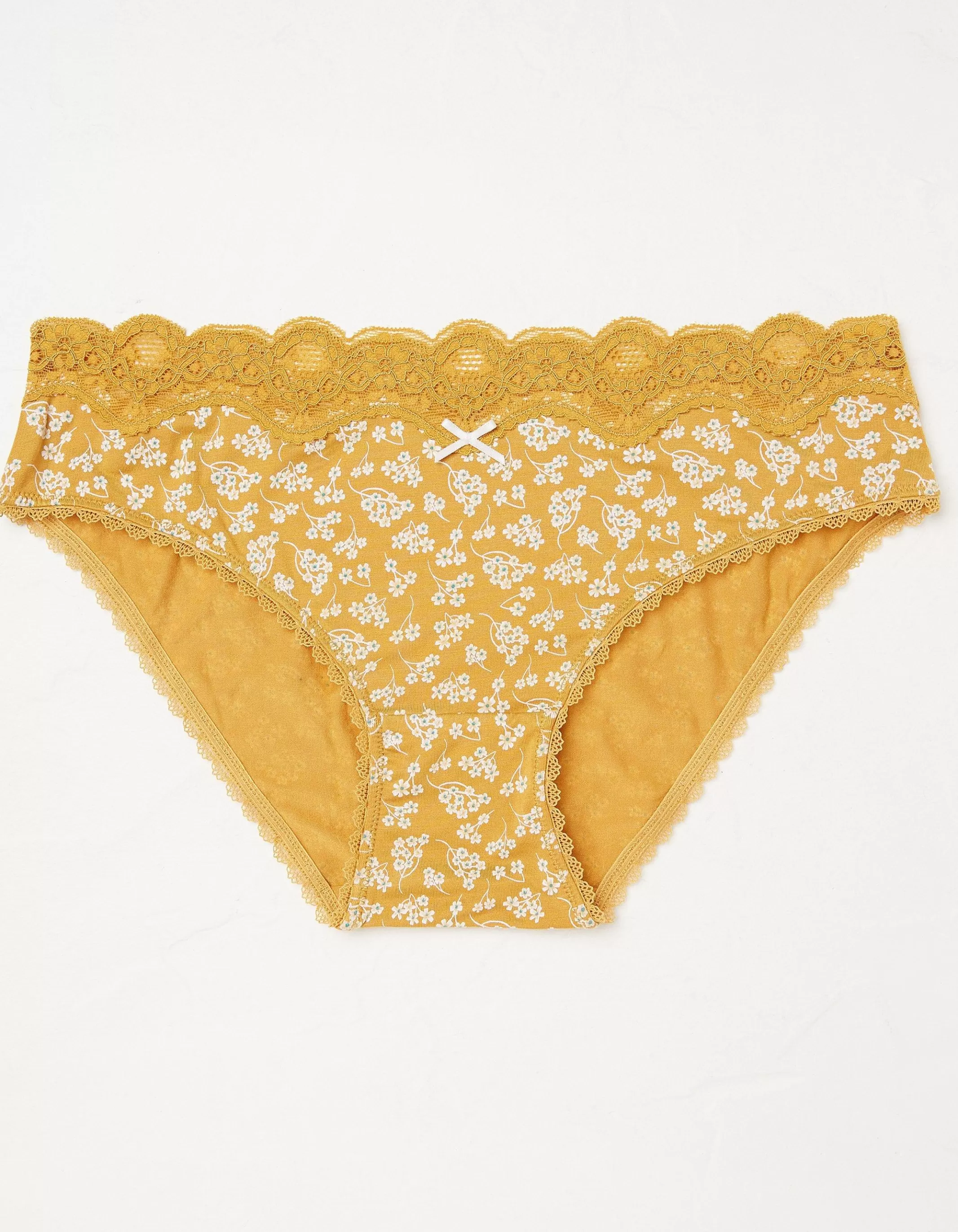 Discount FatFace Sienna Floral Mini Knickers Mustard Yellow