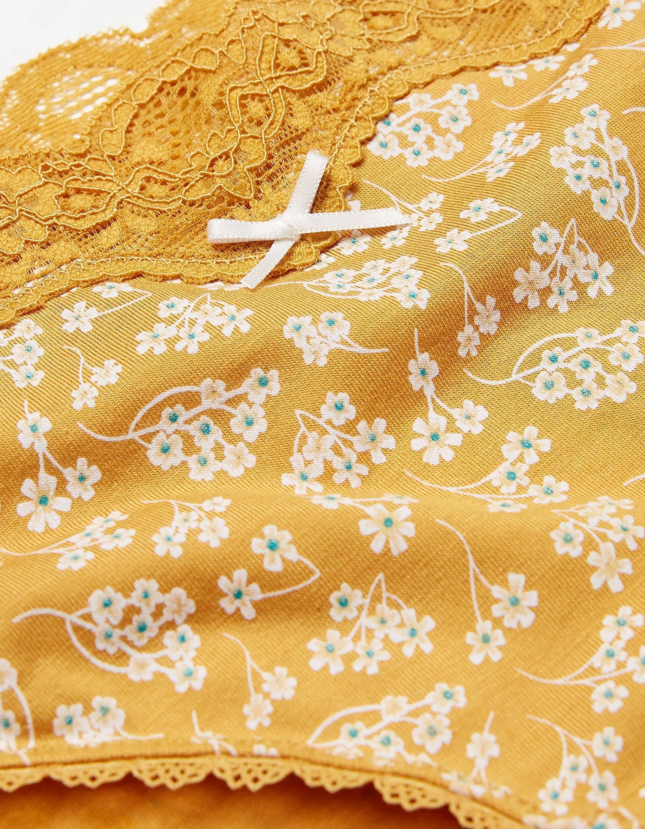 Discount FatFace Sienna Floral Mini Knickers Mustard Yellow