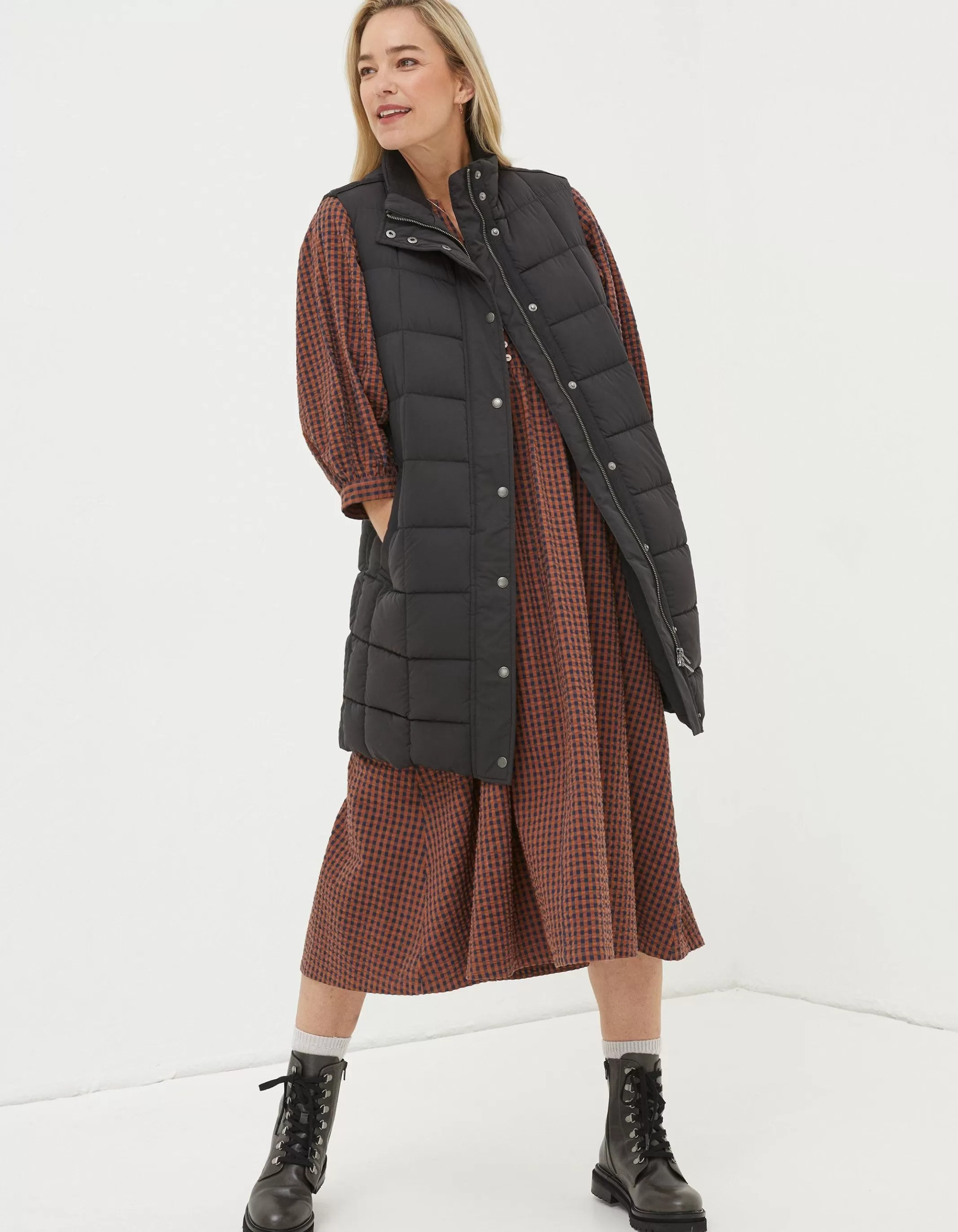 Shop FatFace Sienna Longline Gilet Black