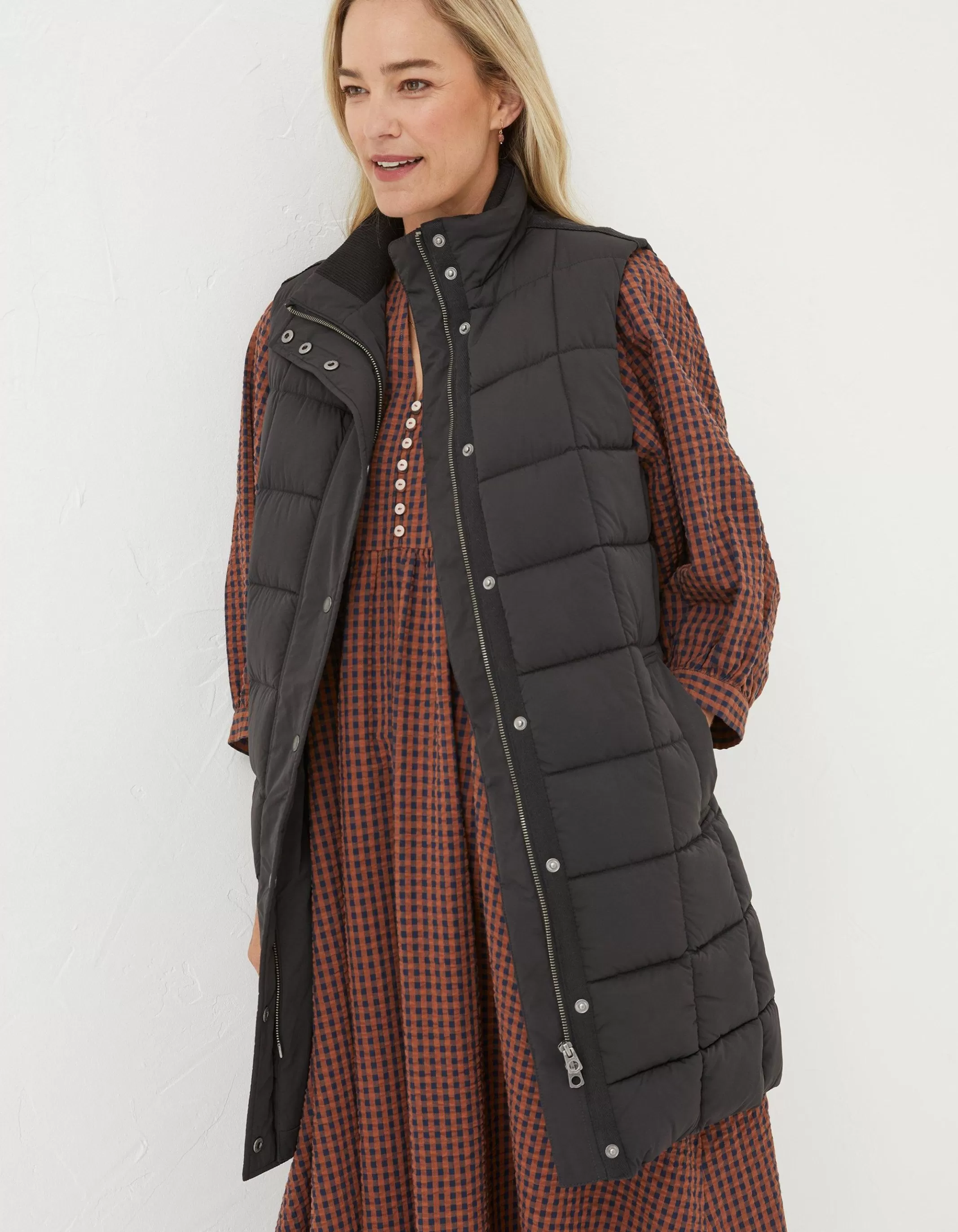 Shop FatFace Sienna Longline Gilet Black