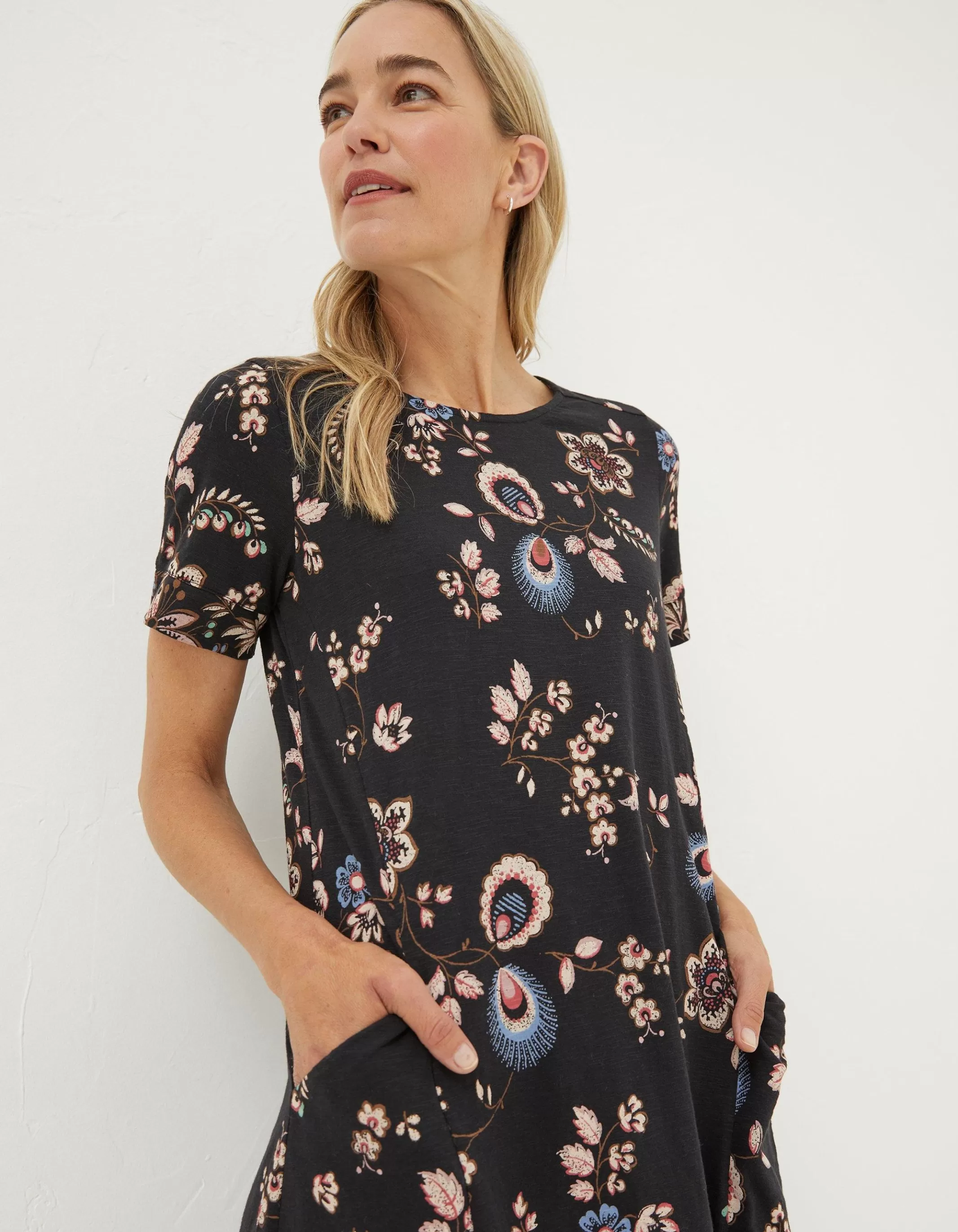 Fashion FatFace Simone Floral Jersey Dress Black