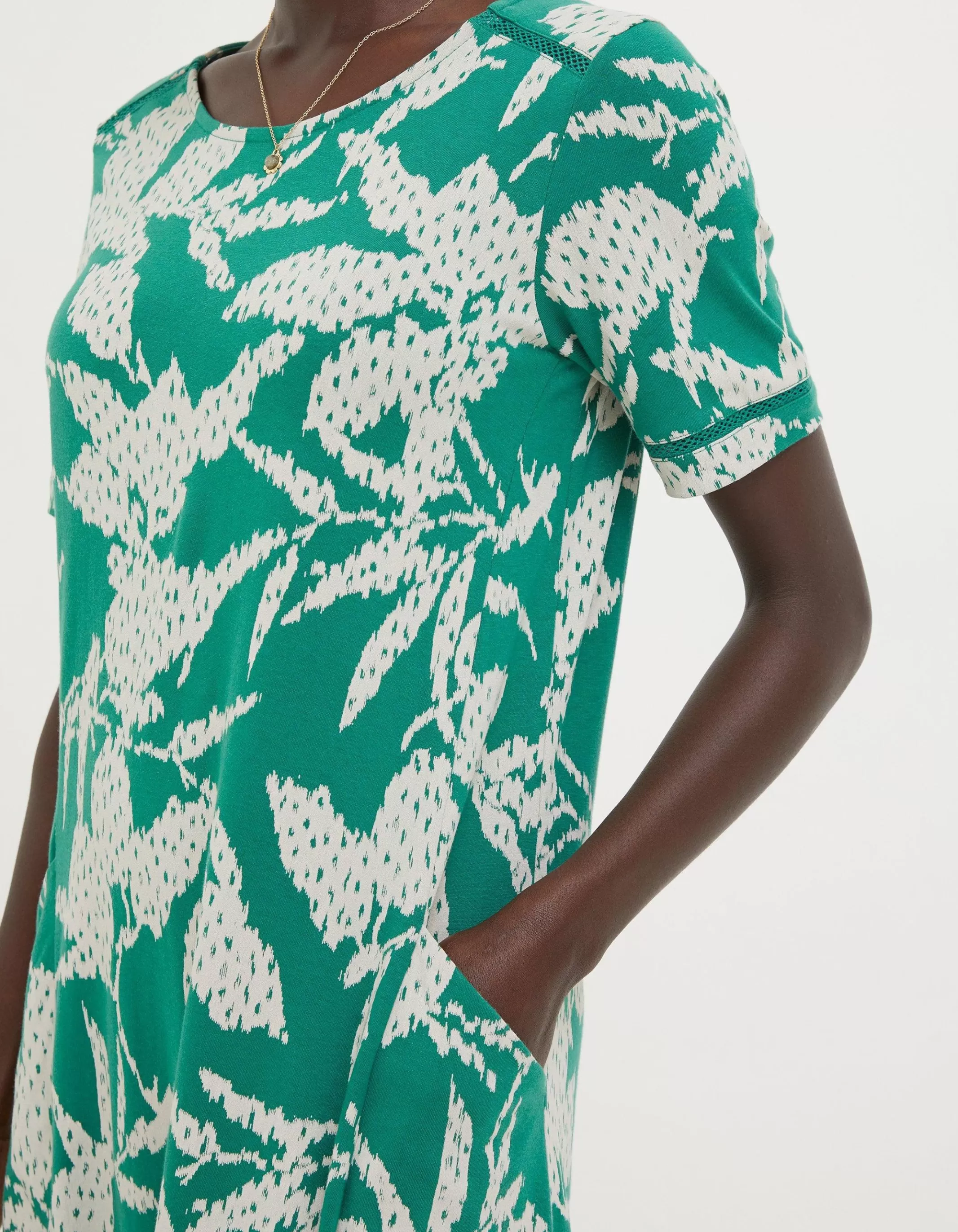 Best FatFace Simone Textured Leaves Jersey Dress Green