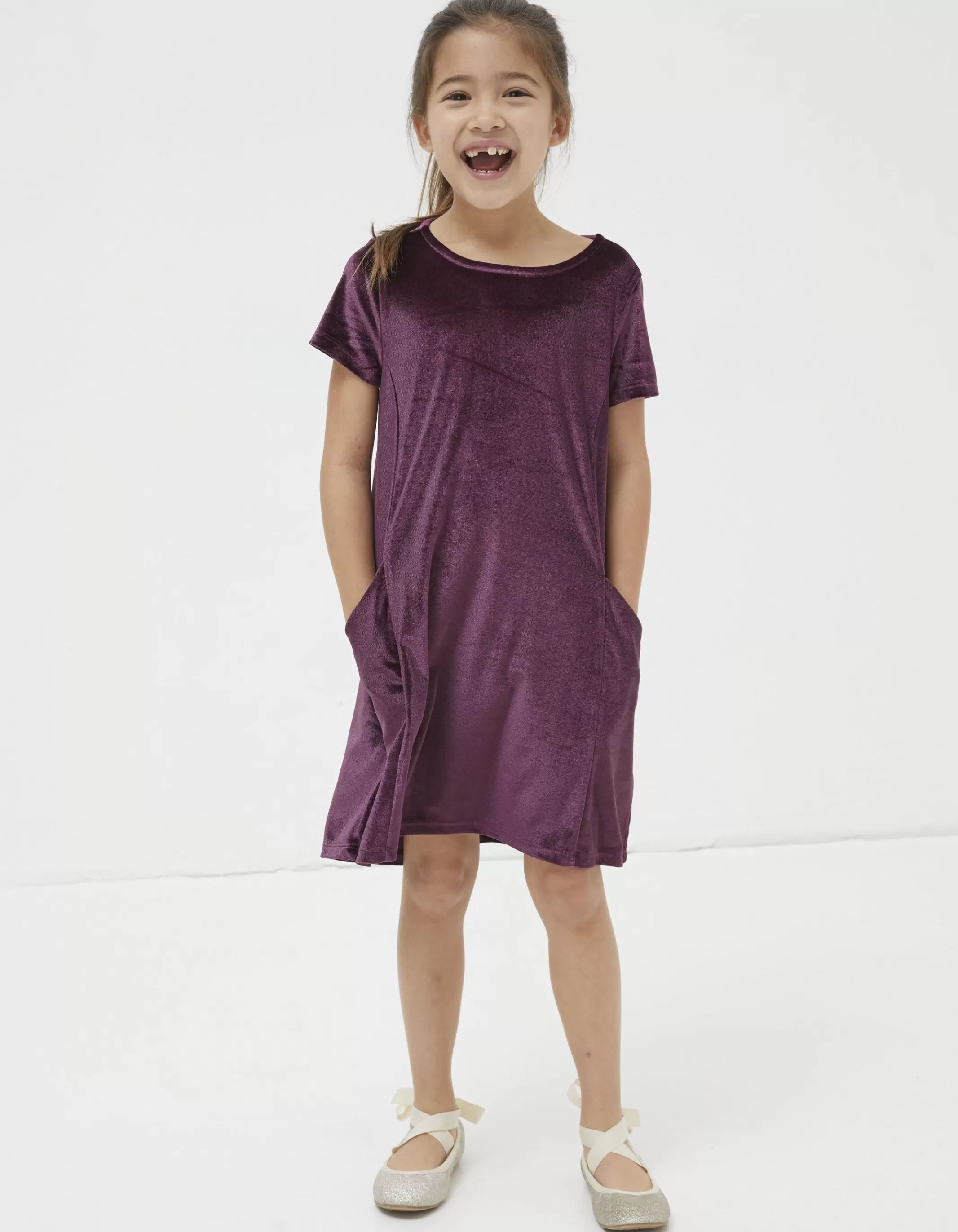 Flash Sale FatFace Simone Velvet Dress Plum