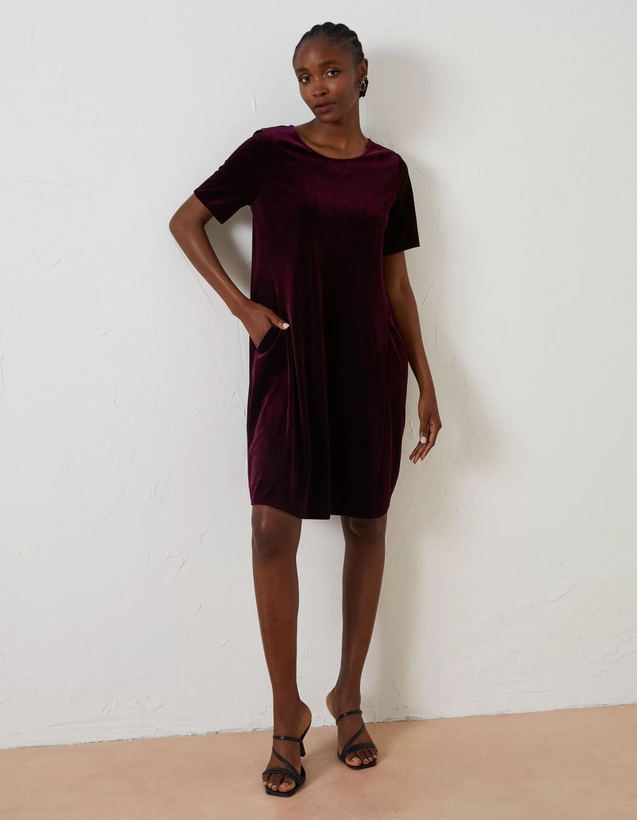 Best Sale FatFace Simone Velvet Dress Dark Plum