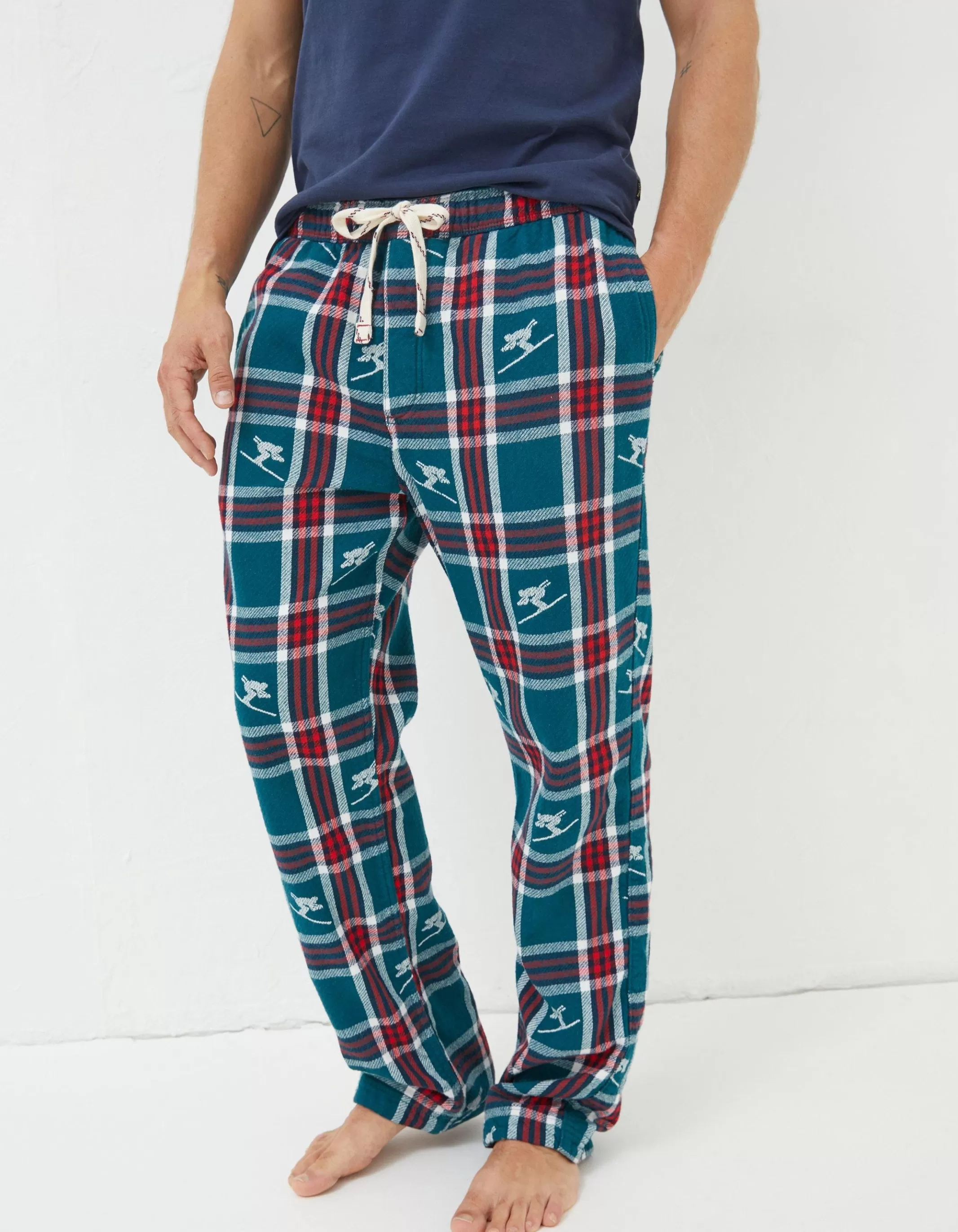 Outlet FatFace Ski Jacquard Pyjama Bottoms Teal Green
