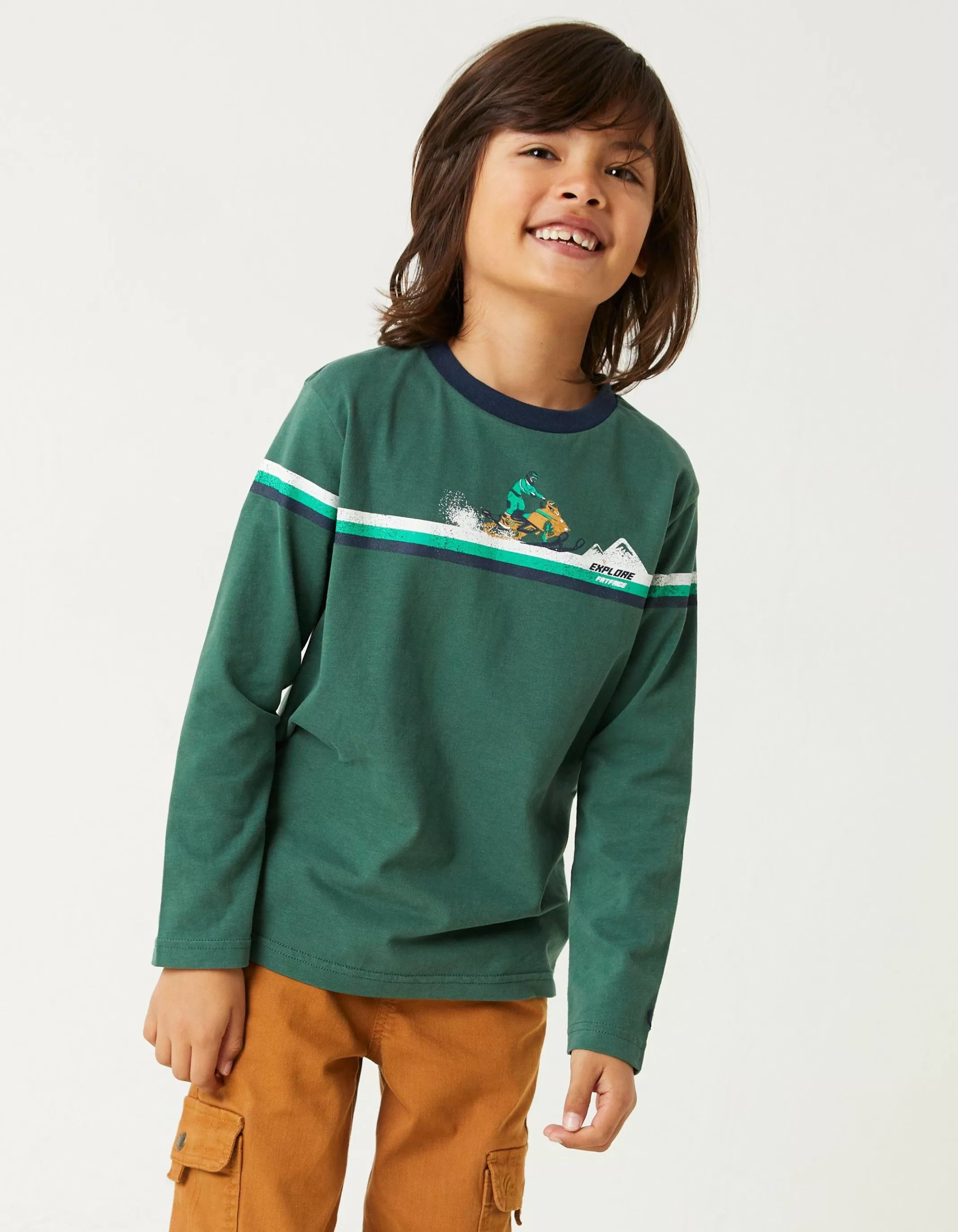 Online FatFace Ski Placement Graphic T-Shirt Dark Green