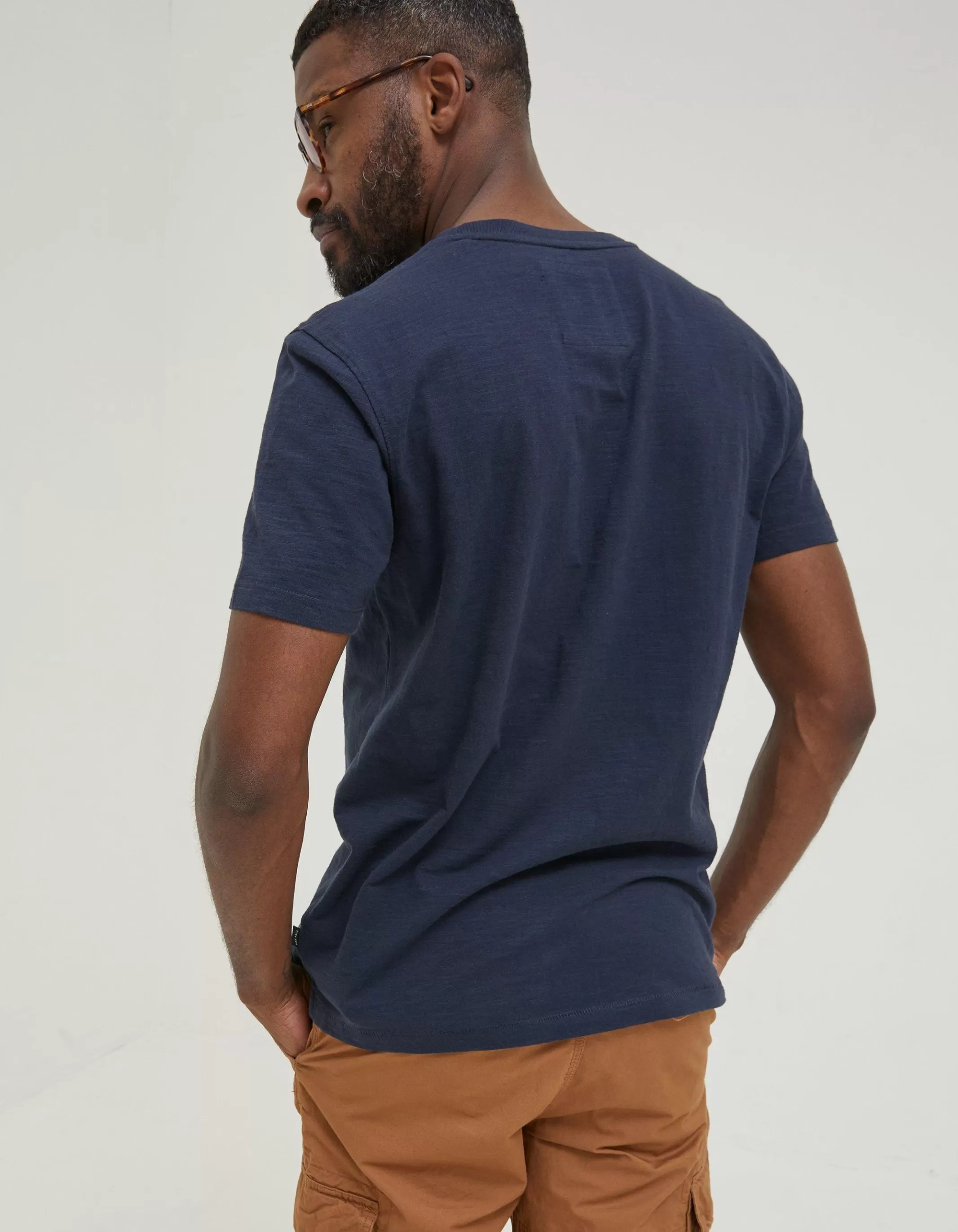 Cheap FatFace Slub Henley T-Shirt Navy