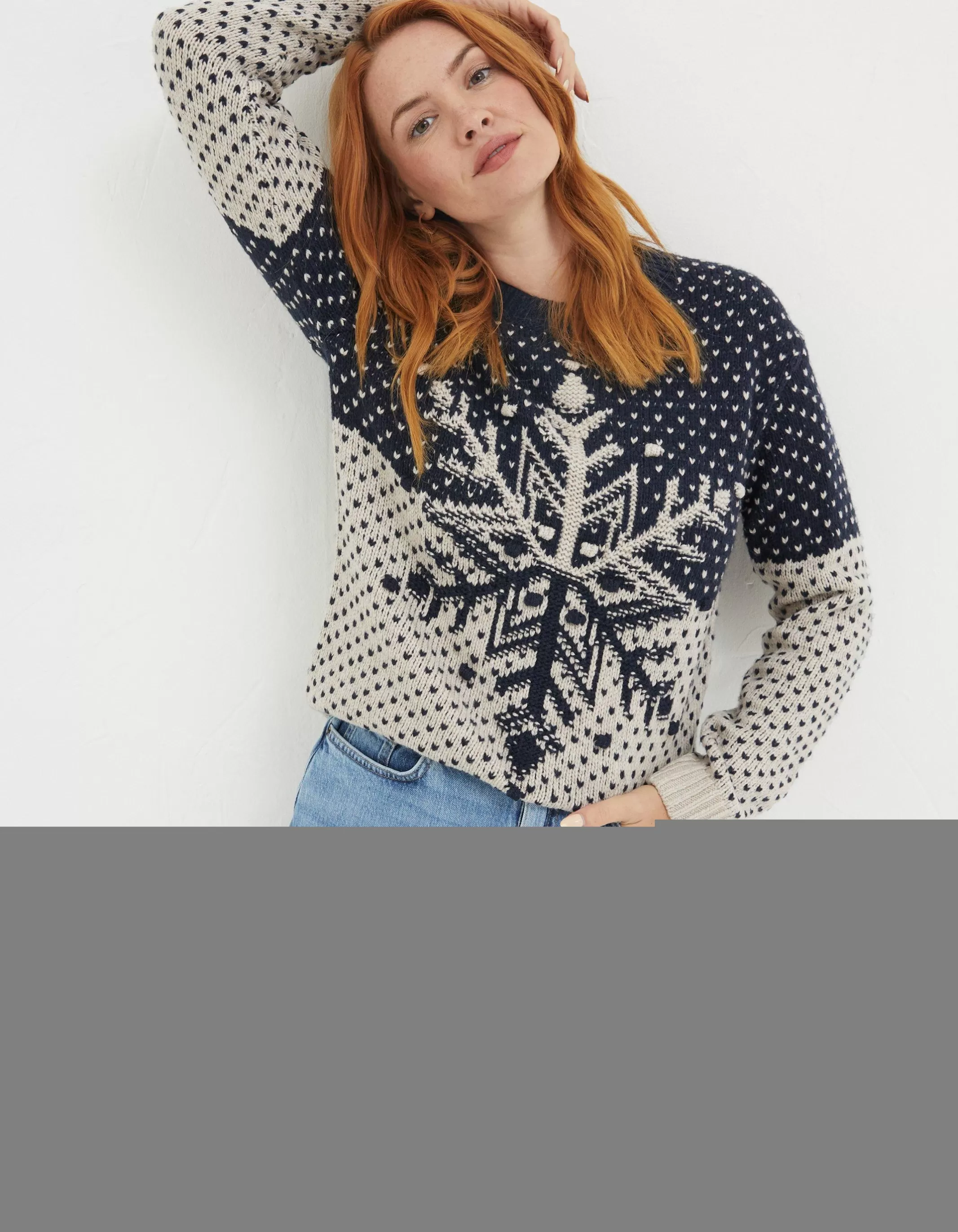 Store FatFace Snowflake Jumper Navy