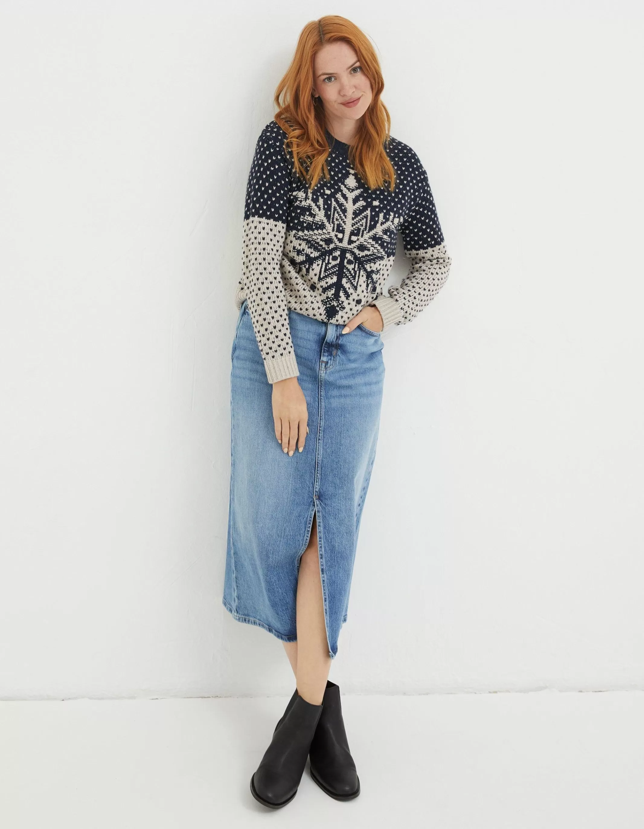 Store FatFace Snowflake Jumper Navy
