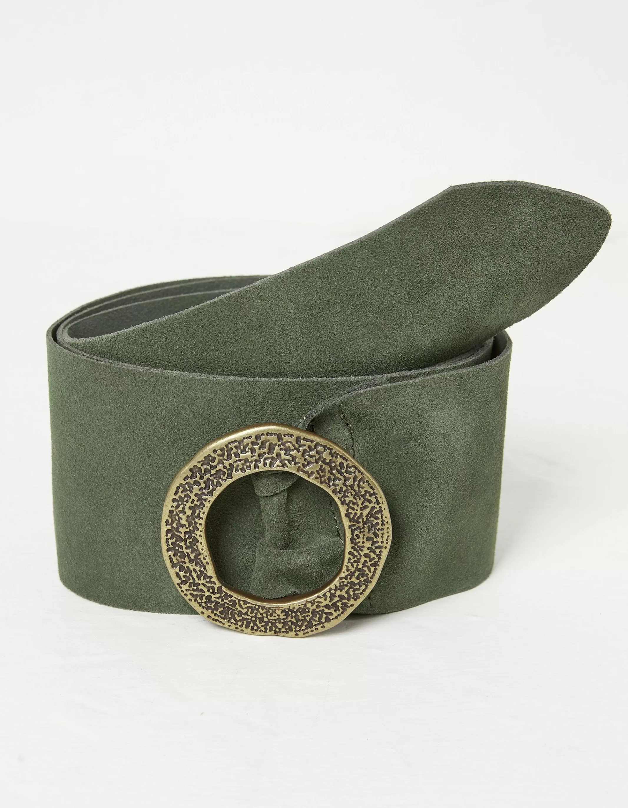 Outlet FatFace Soft Wide Suede Belt Khaki Green