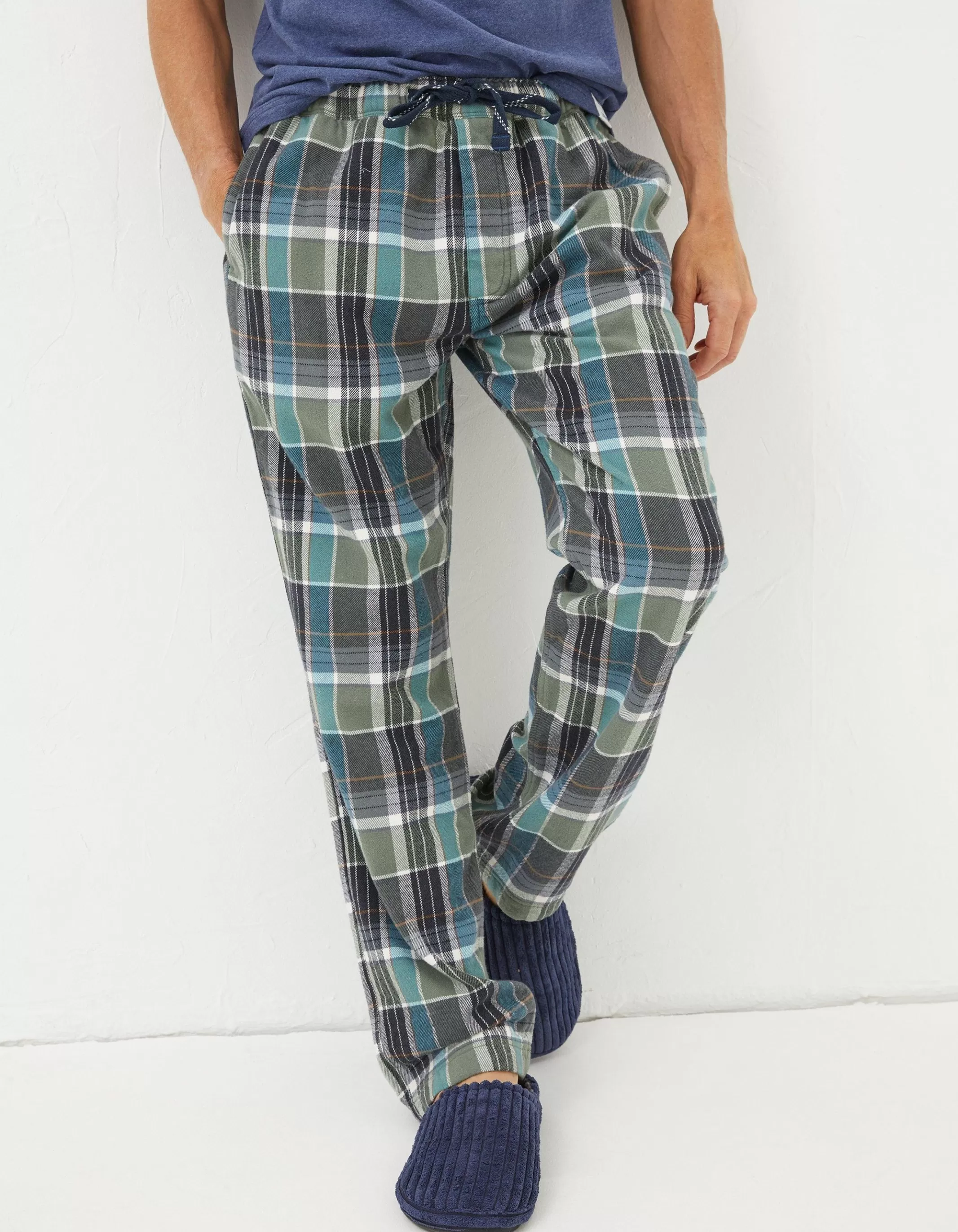 Store FatFace Southsea Checked Pyjama Bottoms Khaki Green