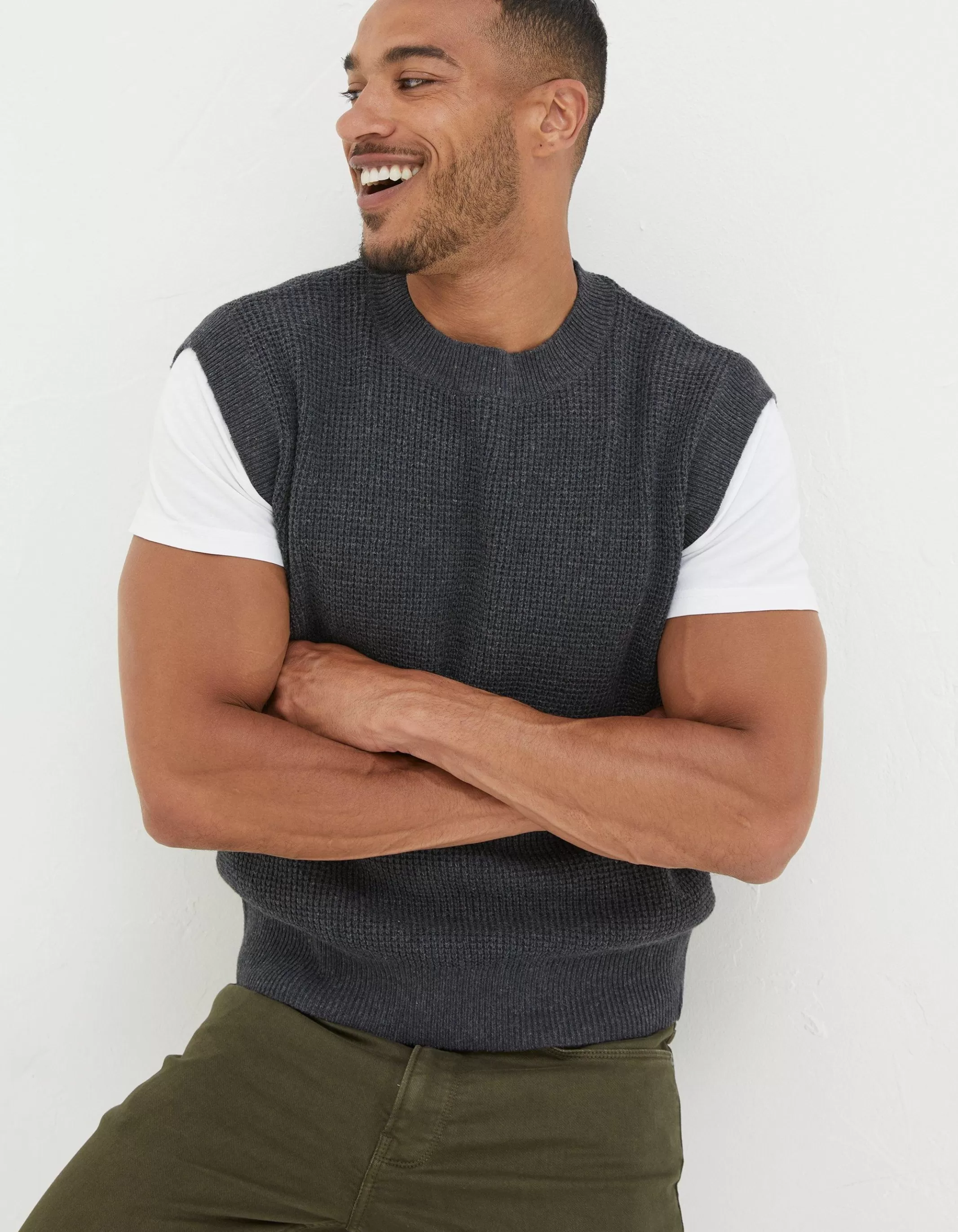 Discount FatFace Southwick Crew Knitted Tank Charcoal Grey