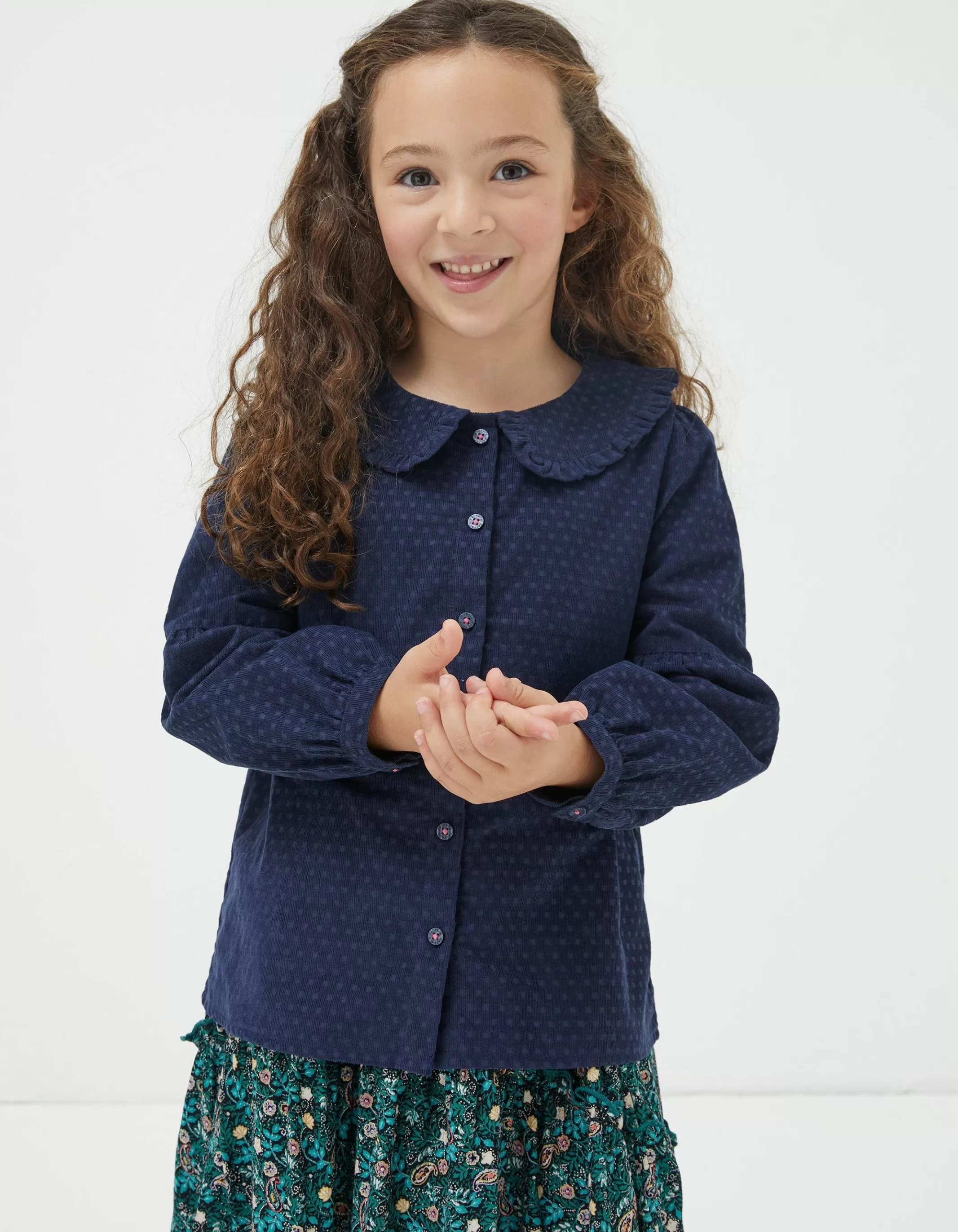 Fashion FatFace Spot Cord Blouse Navy