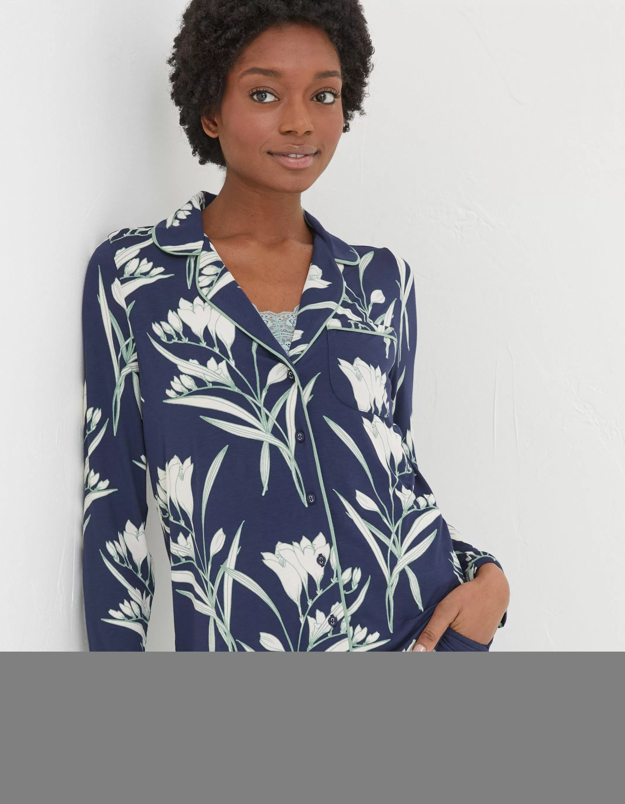 Fashion FatFace Spring Blooms Jersey Nightshirt Navy