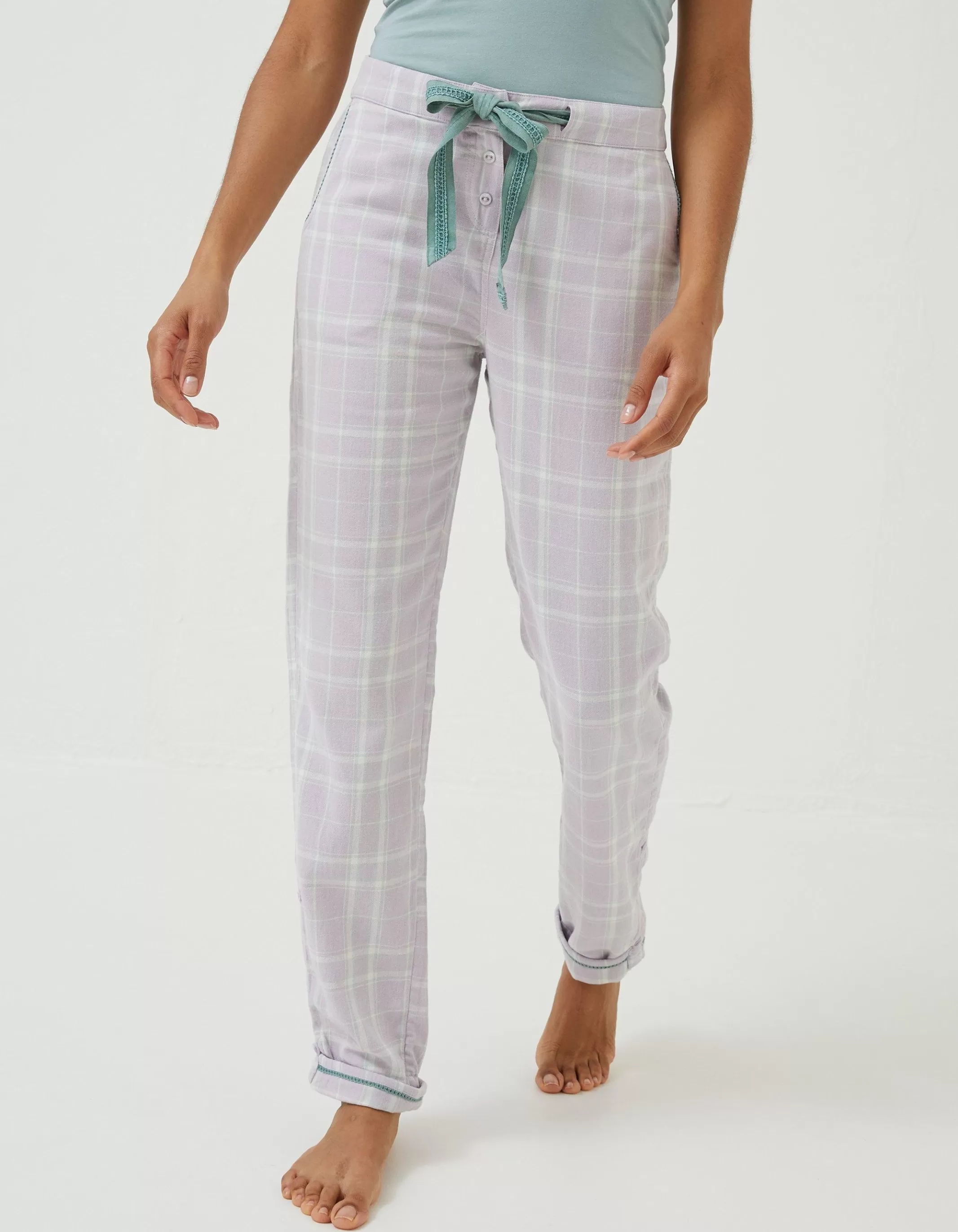 Online FatFace Spring Check Pants Lilac