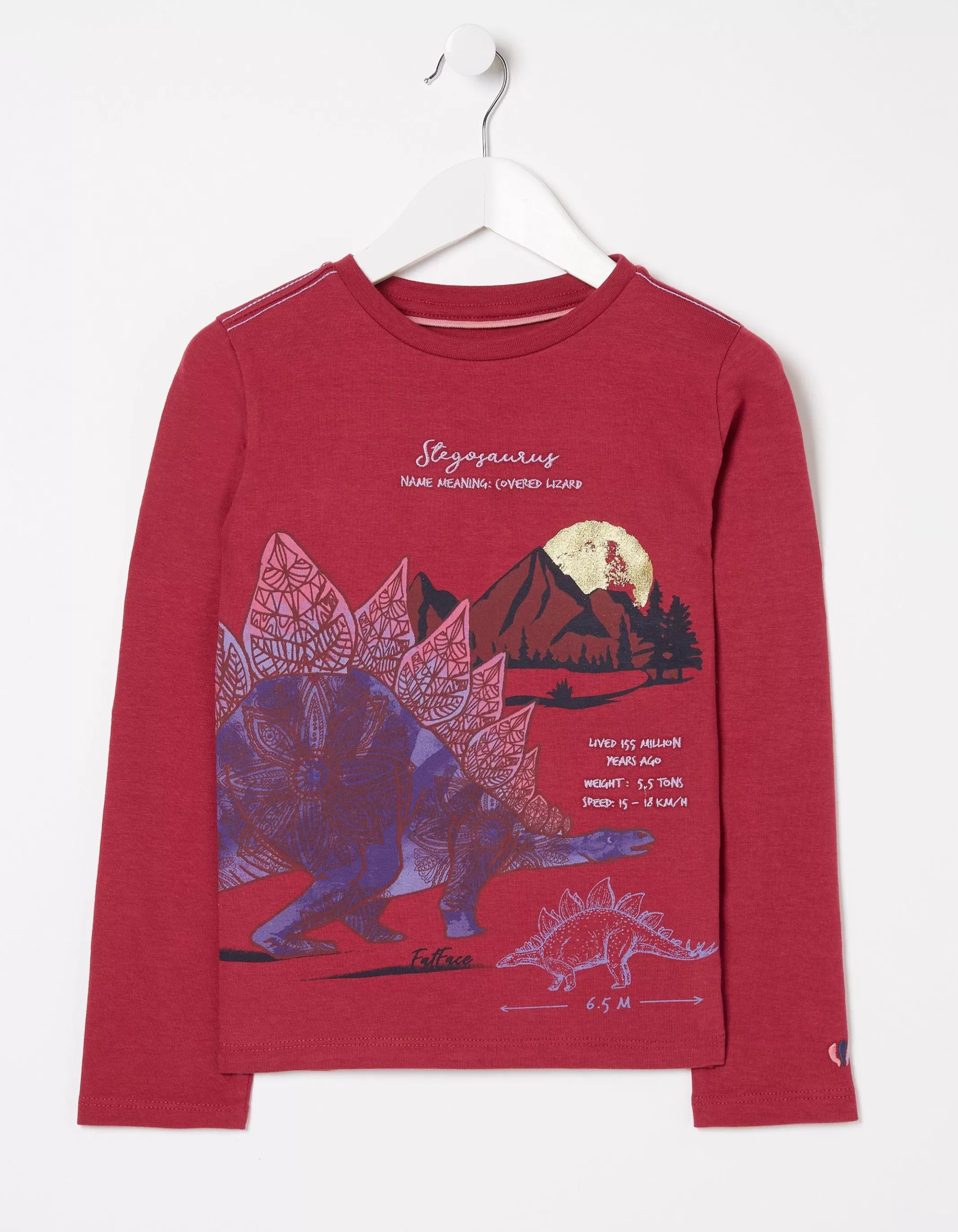Clearance FatFace Stegosaurus Graphic T Shirt Berry Pink