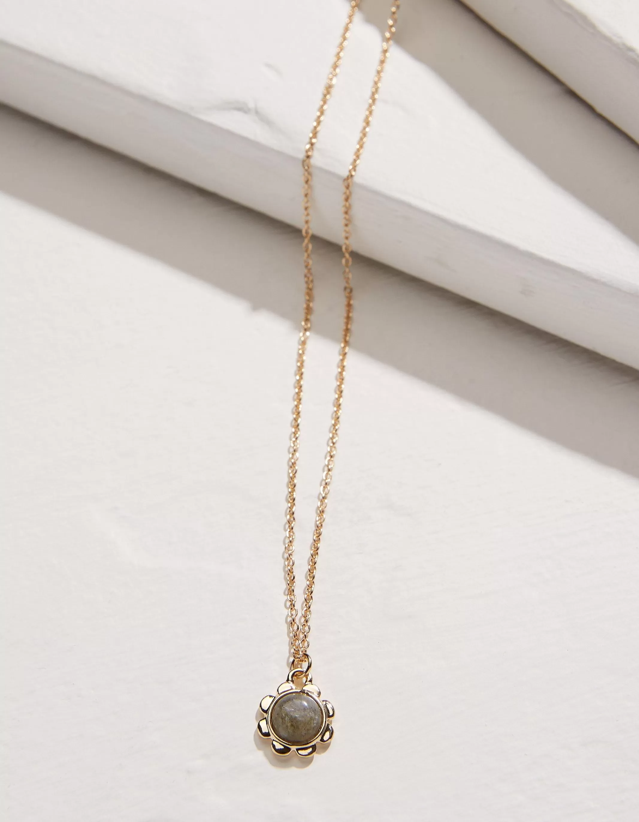Store FatFace Stone Flower Necklace Gold
