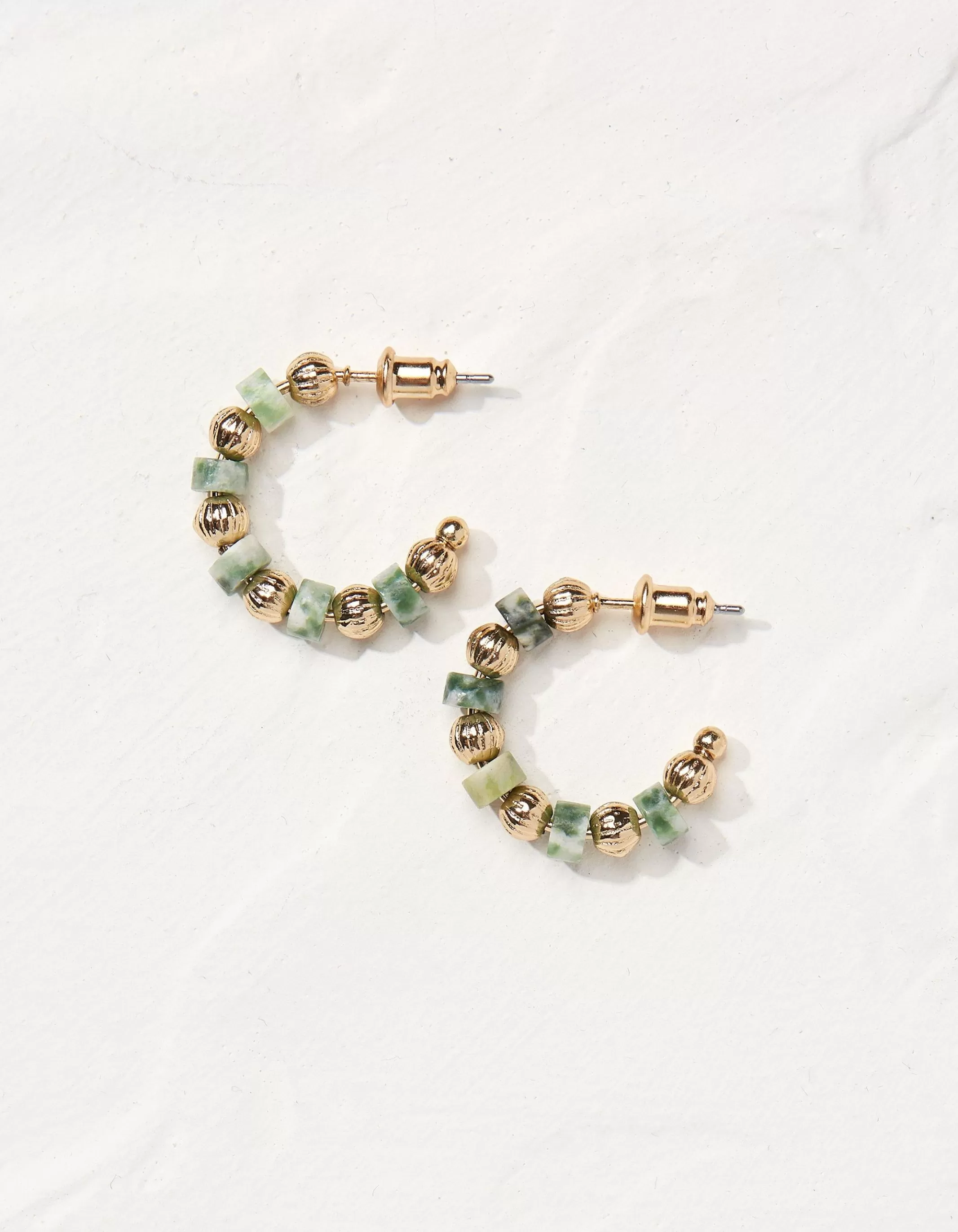 Clearance FatFace Stone Hoop Earrings Green
