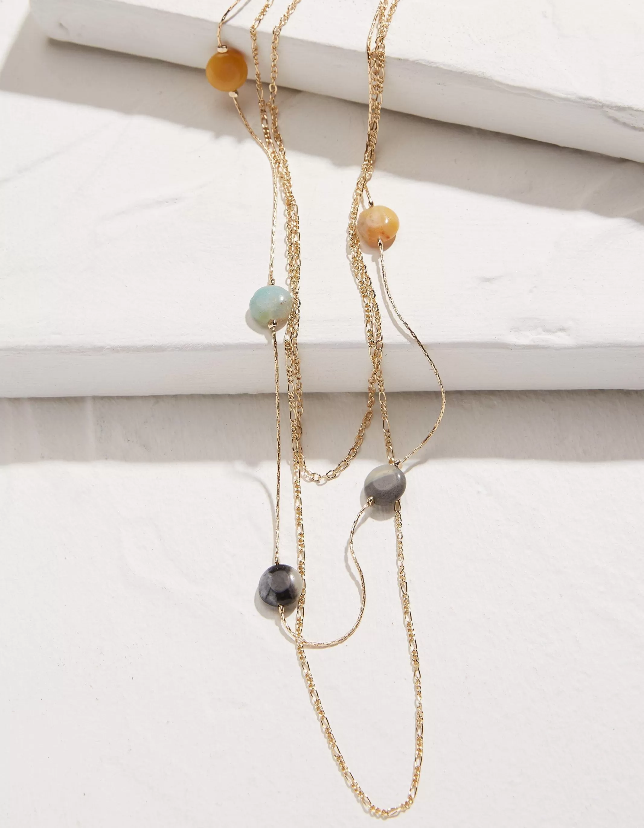 Sale FatFace Stone Stack Necklace Gold