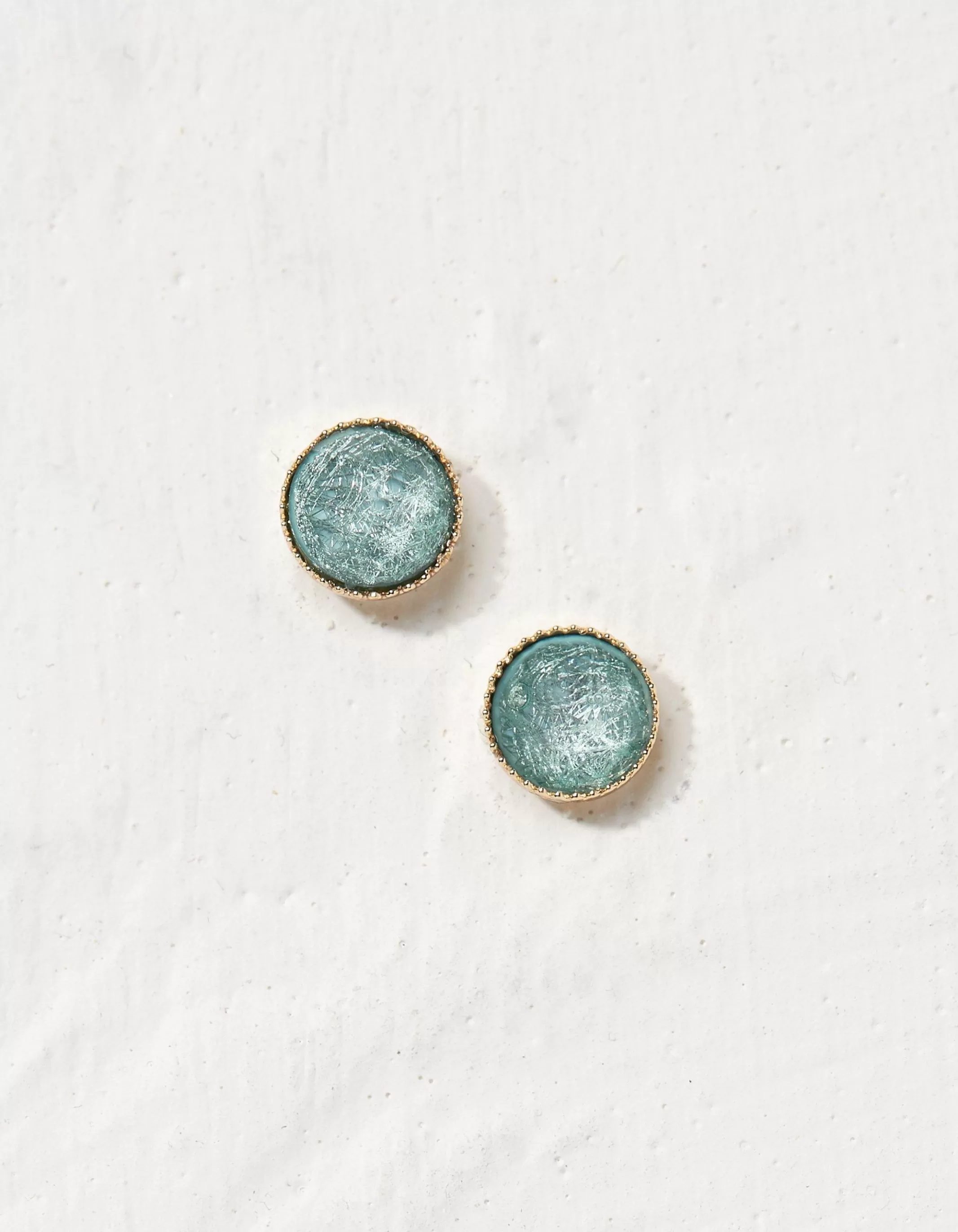 Hot FatFace Stone Stud Earrings Green