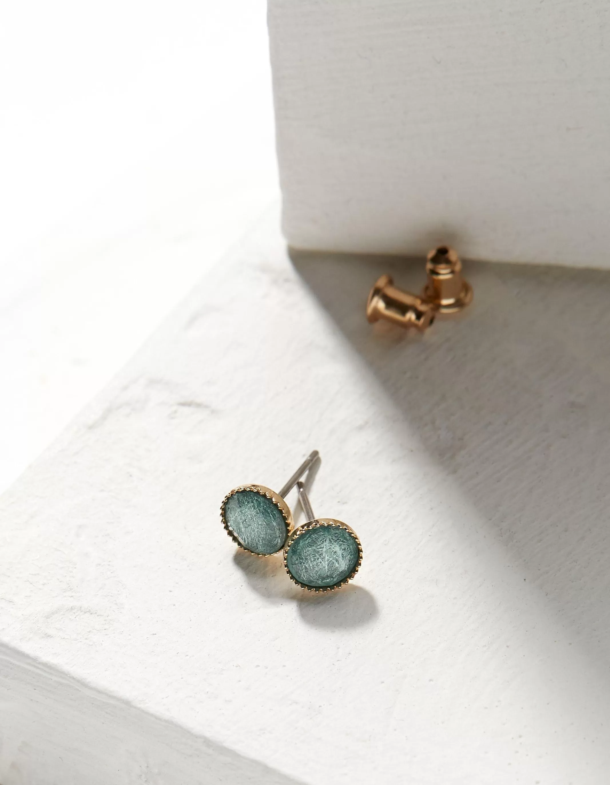 Hot FatFace Stone Stud Earrings Green